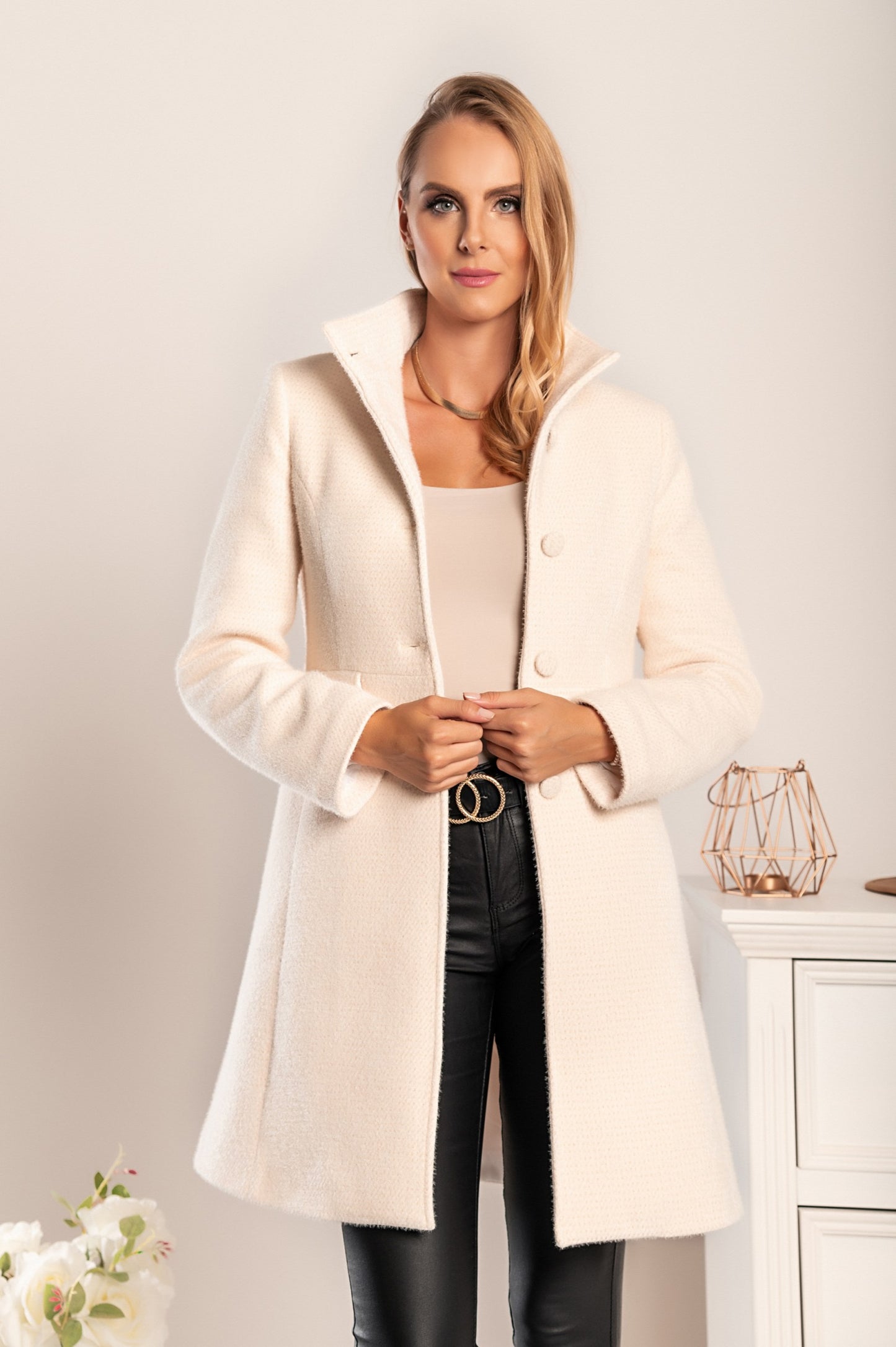 Cappotto elegante Nusca, panna