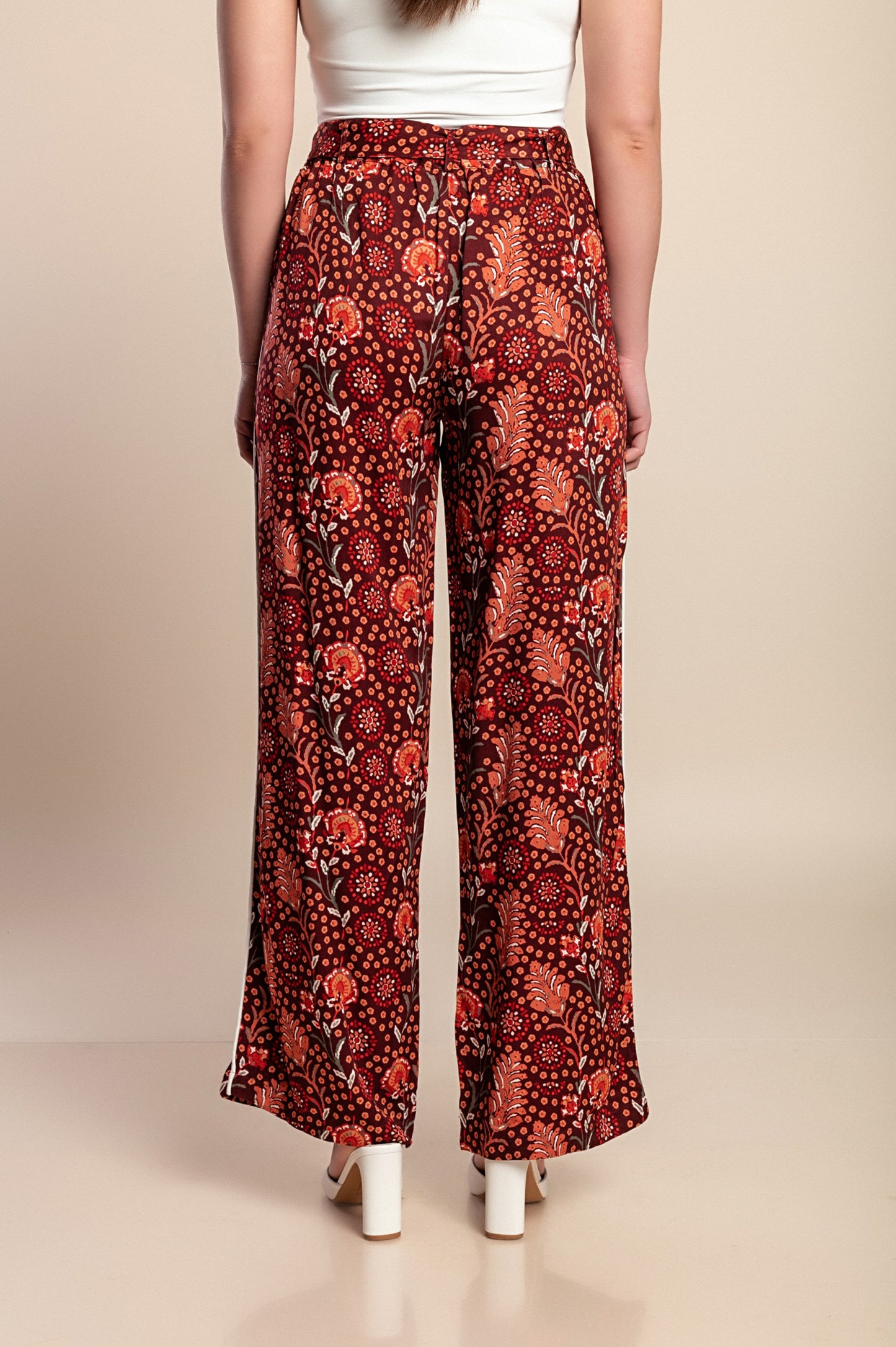 Pantaloni lunghi con stampa, bordeaux