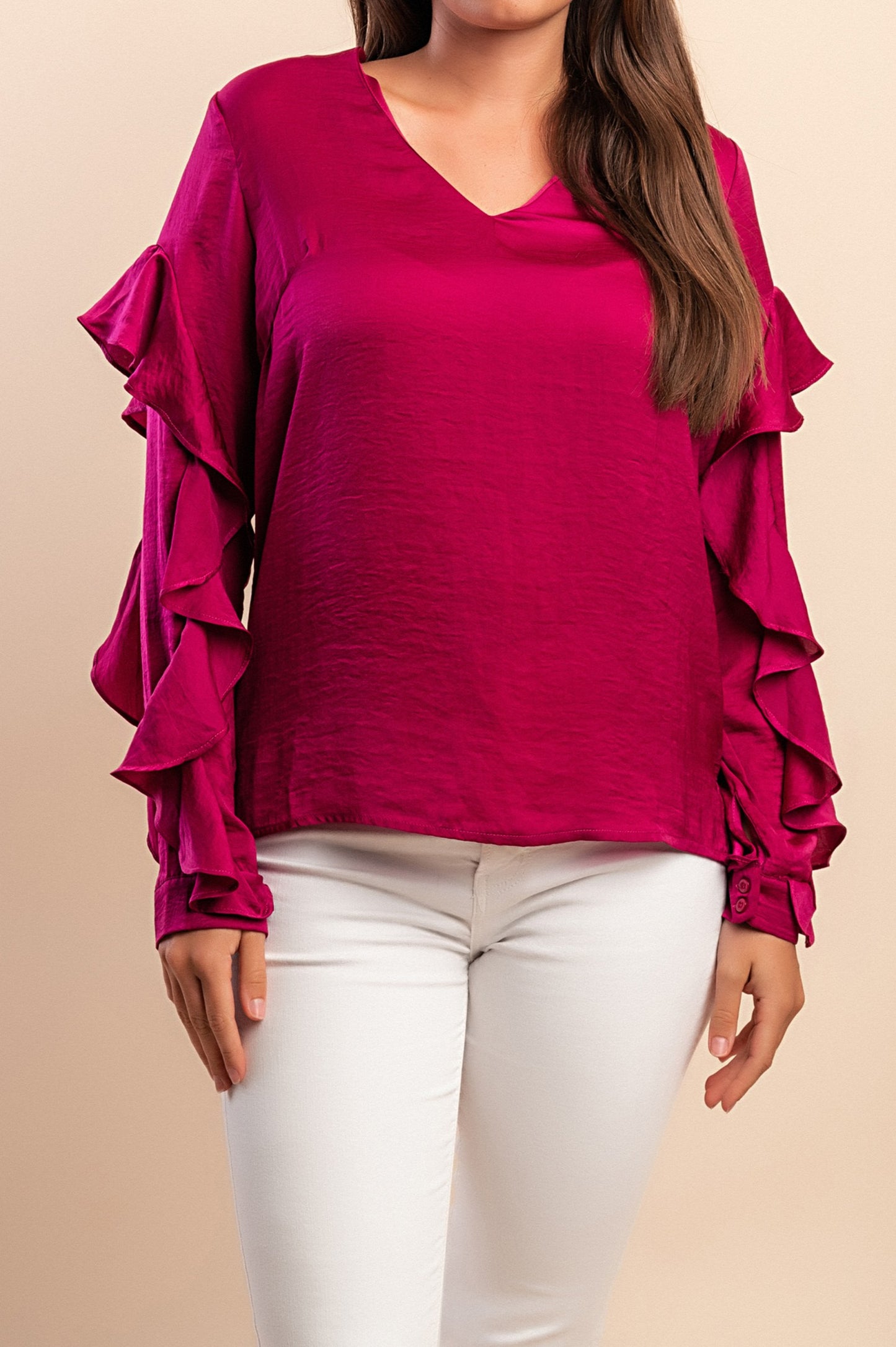 Blusa elegante con volant, viola