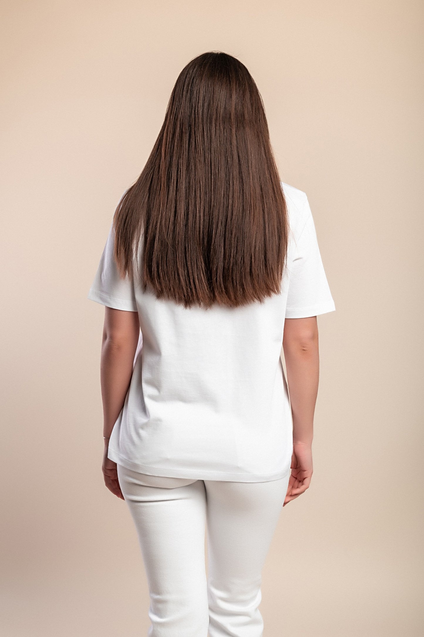 Maglietta stampata taglie forti, bianca