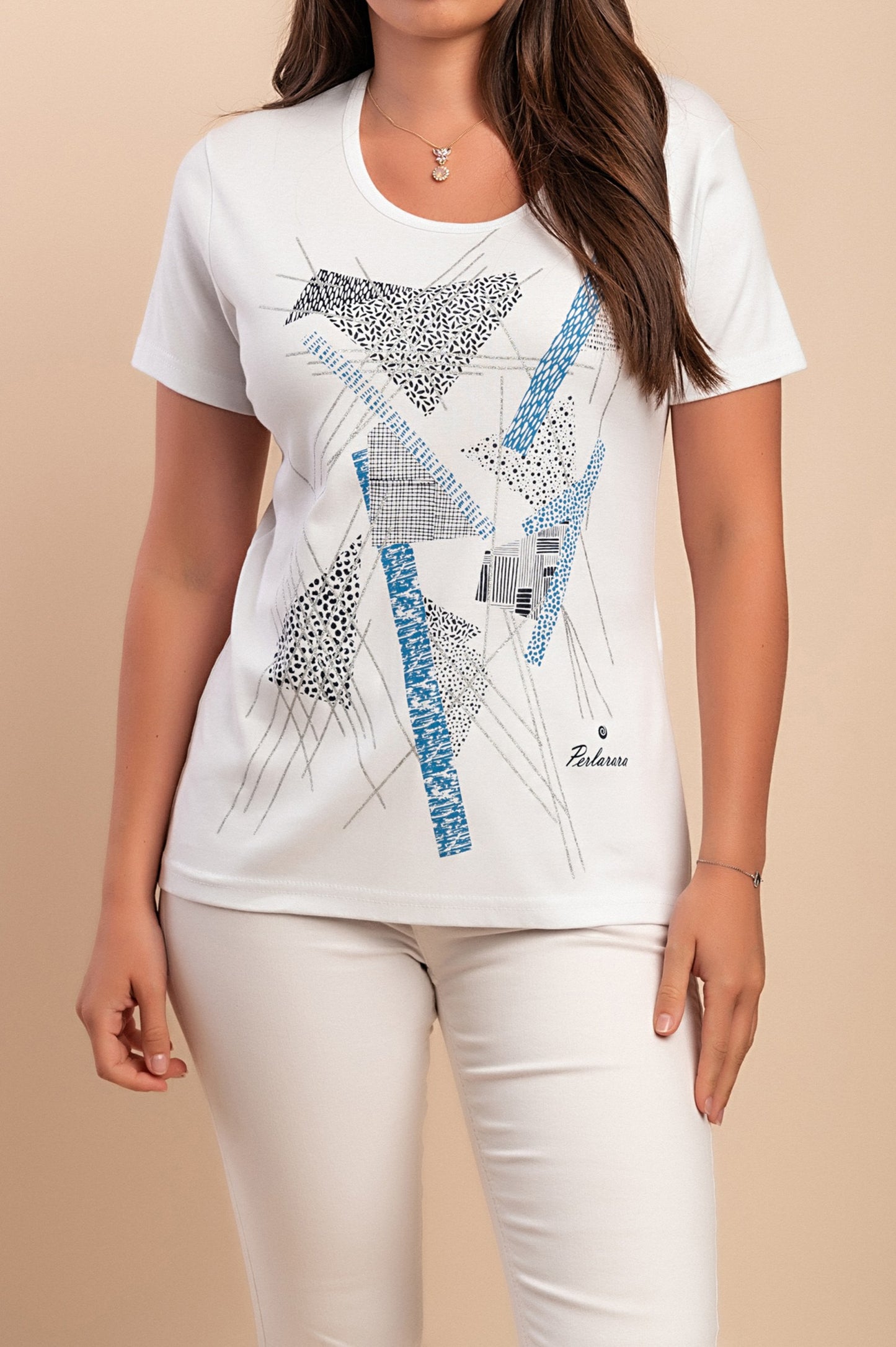 T-shirt in cotone con stampa, bianca