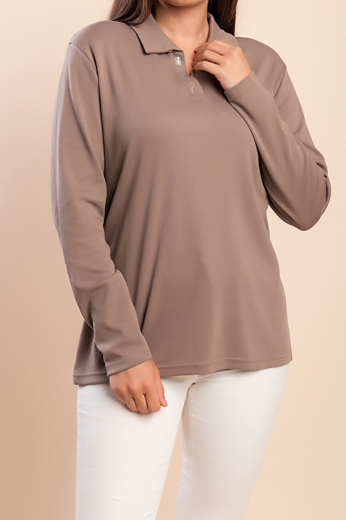 Maglietta a maniche lunghe, beige