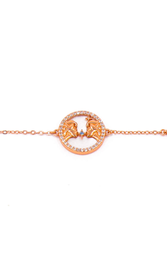 Bracciale con pendente, TWIN, oro rosa