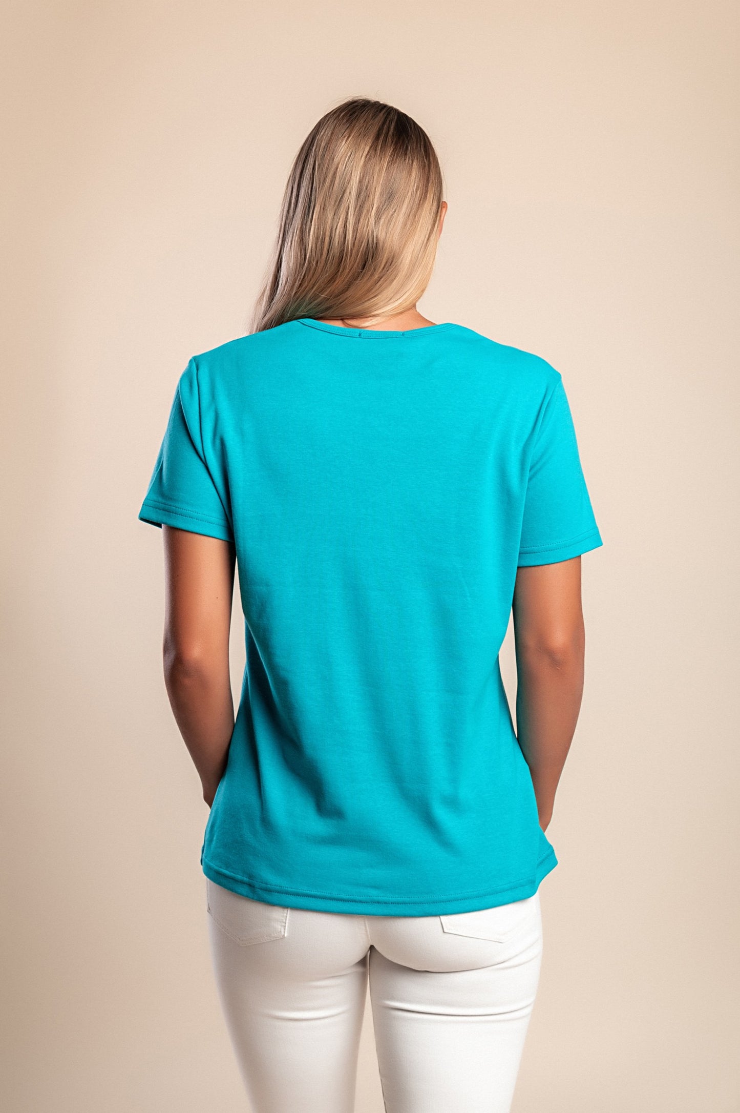 T-shirt con scollo tondo, turchese