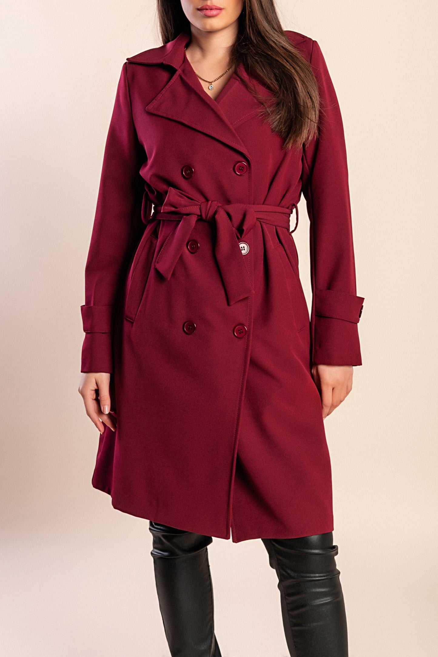 Trench elegante con bottoni, cammello