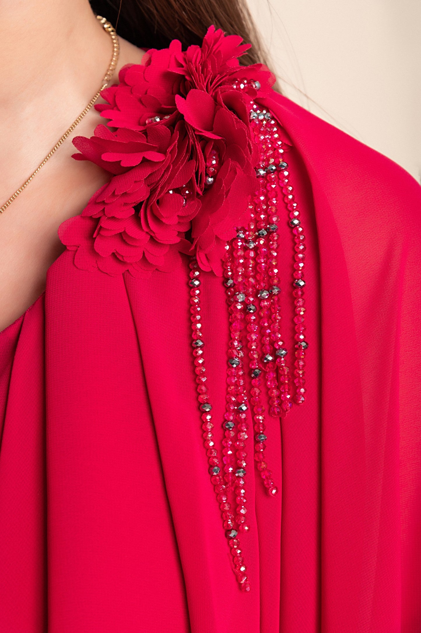 Abito lungo elegante taglie forti, fucsia