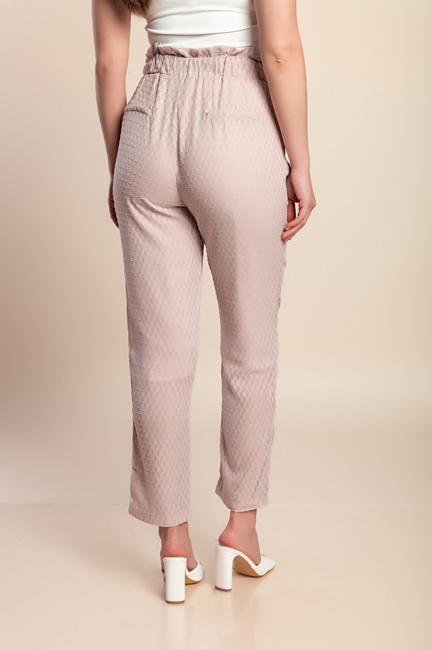 Pantaloni lunghi con elastico in vita, rosa chiaro