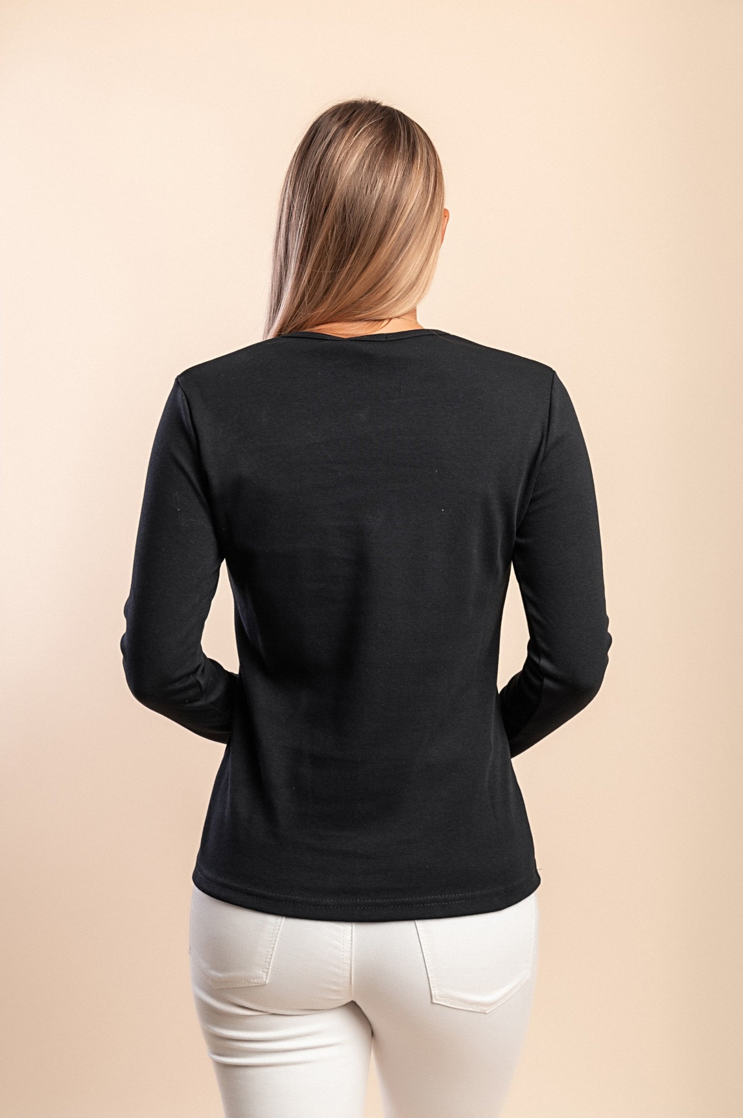 Maglia in cotone a maniche lunghe, turchese