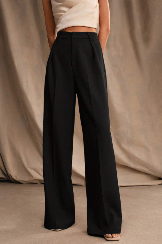 Pantaloni eleganti a vita alta, beige