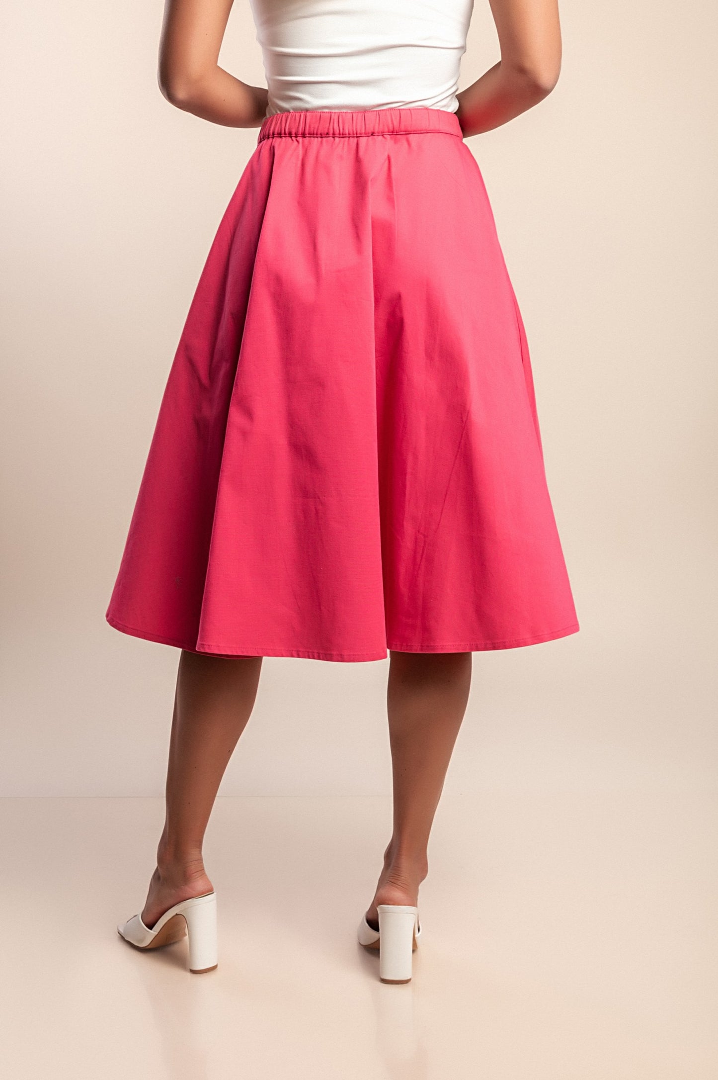 Gonna in cotone con bottoni, rosa