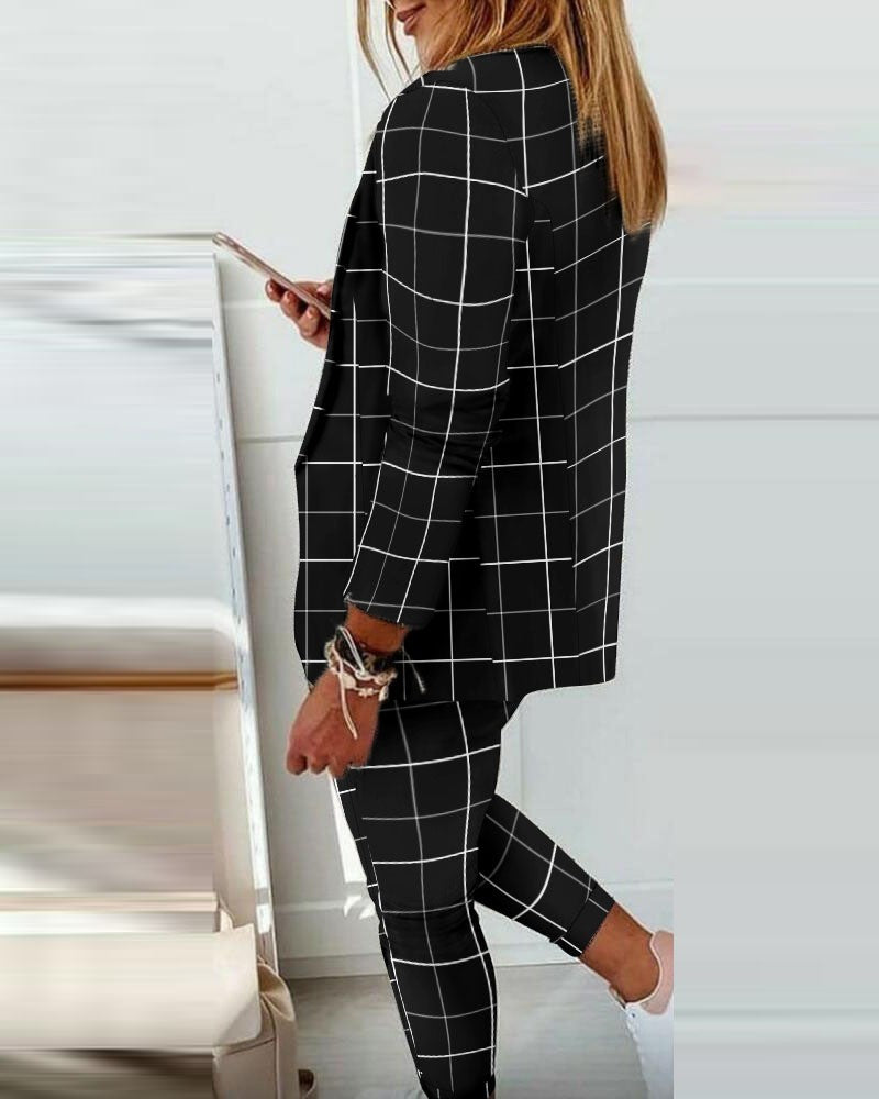 Completo di pantaloni e blazer elegante senza lettere Estrena, nero-nero