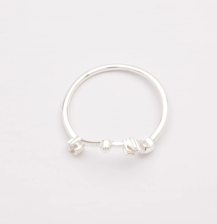 Anello in argento con diamanti decorativi, ART503 - ACQUARIO, colore argento