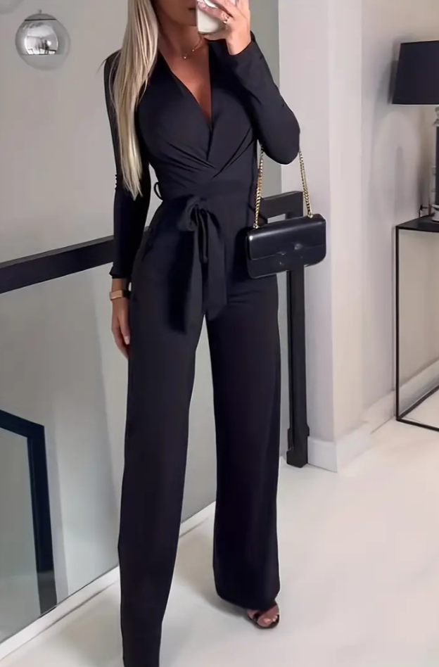 Tuta elegante a maniche lunghe, nera