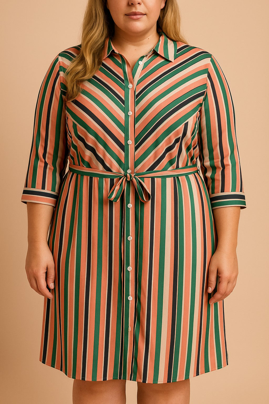 Abito camicia taglie forti, arancione
