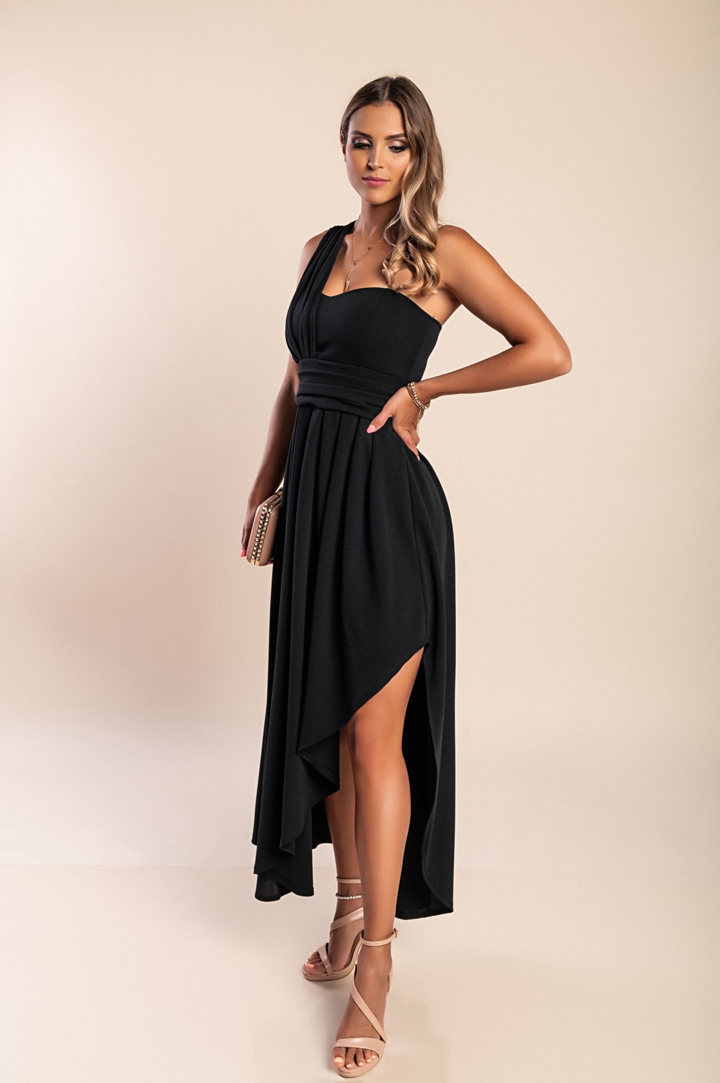 Abito maxi elegante, rosa chiaro