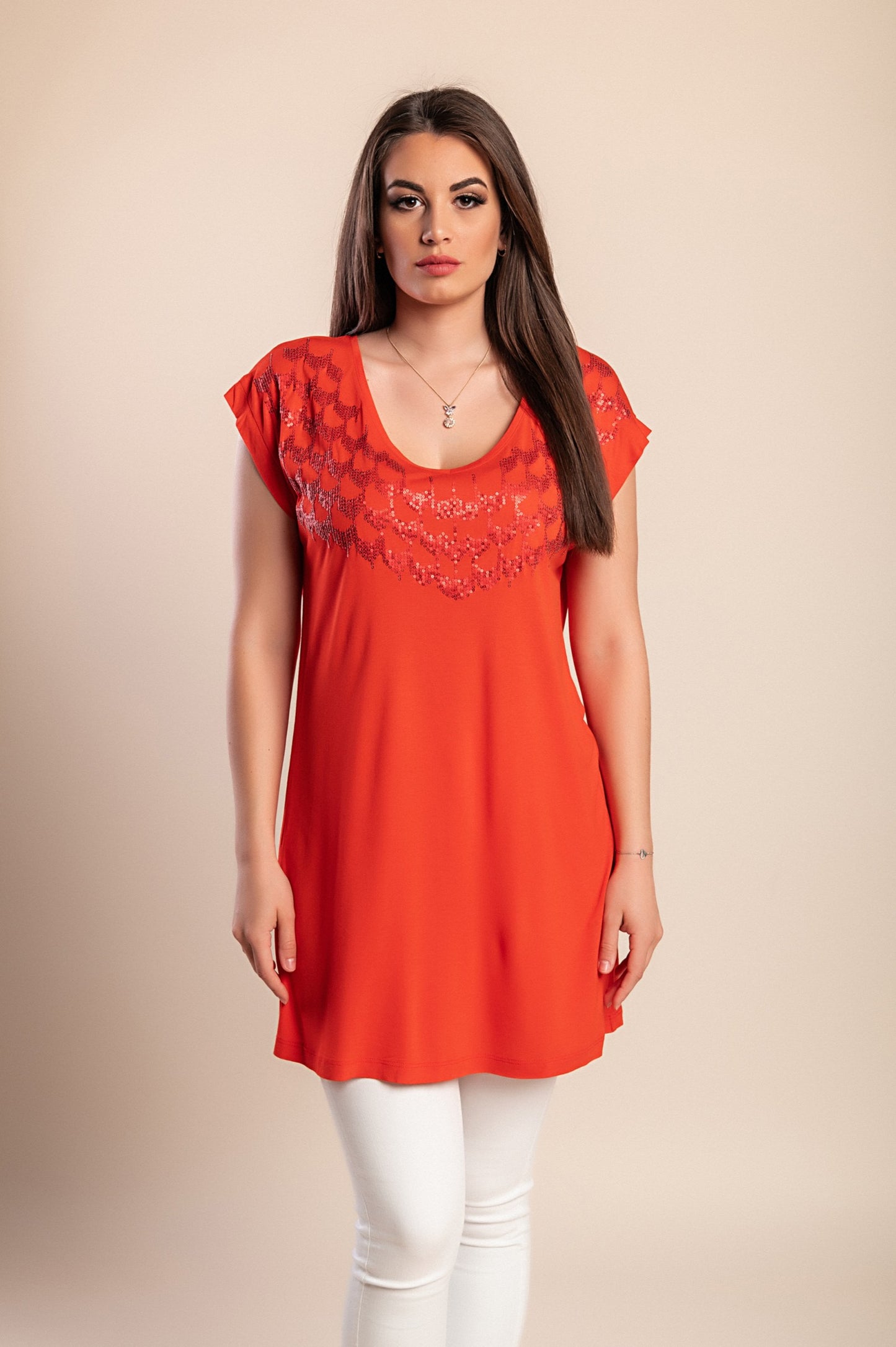 Tunica con paillettes, rossa