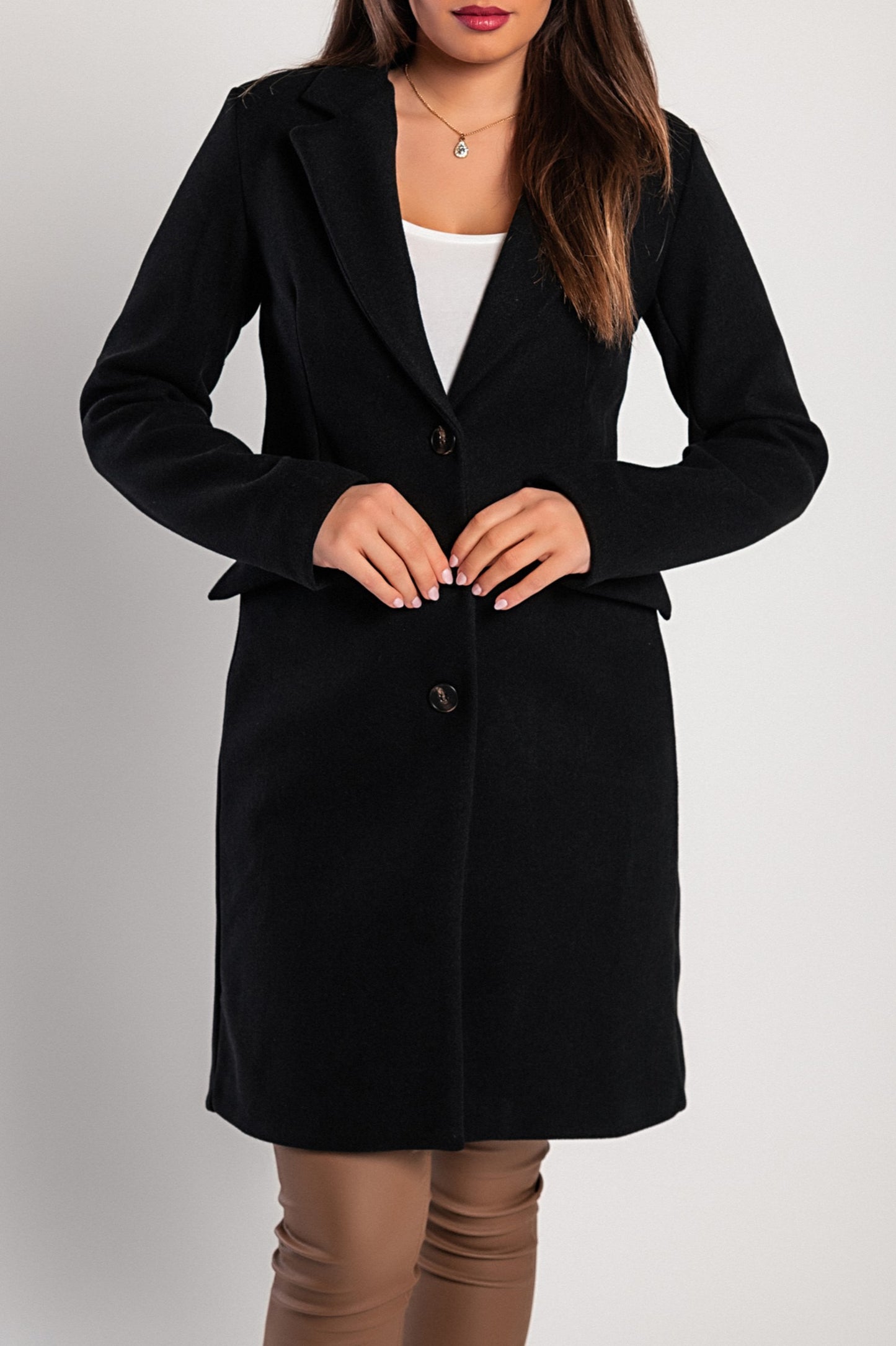Cappotto elegante con bottoni, nero.