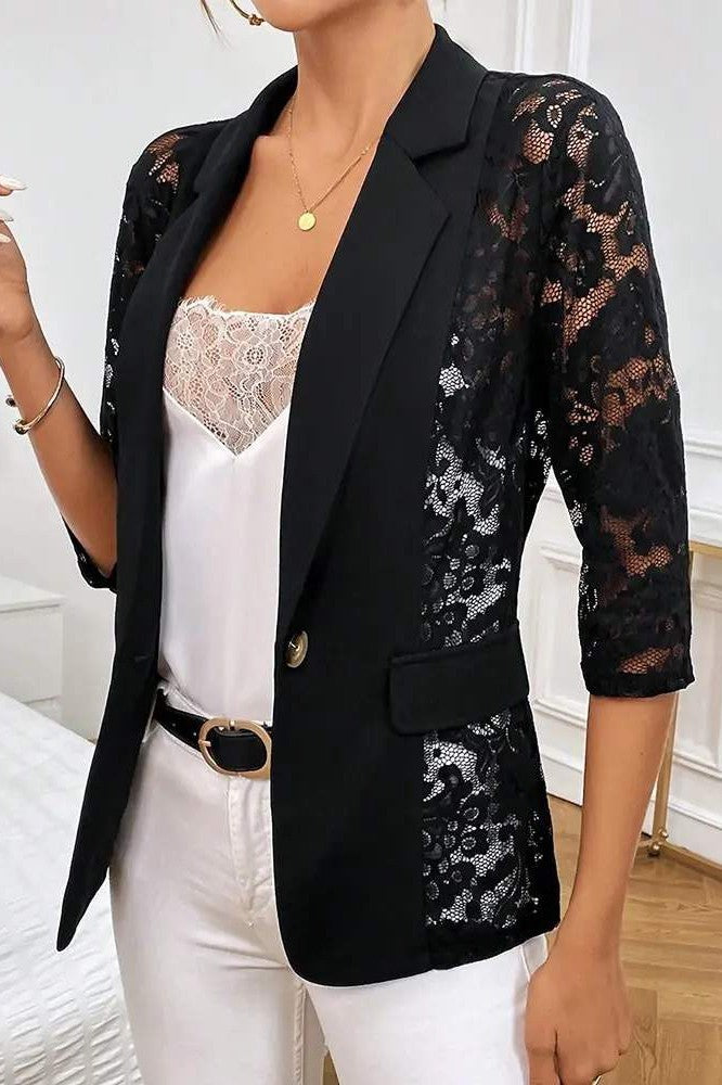 Blazer in pizzo, nero