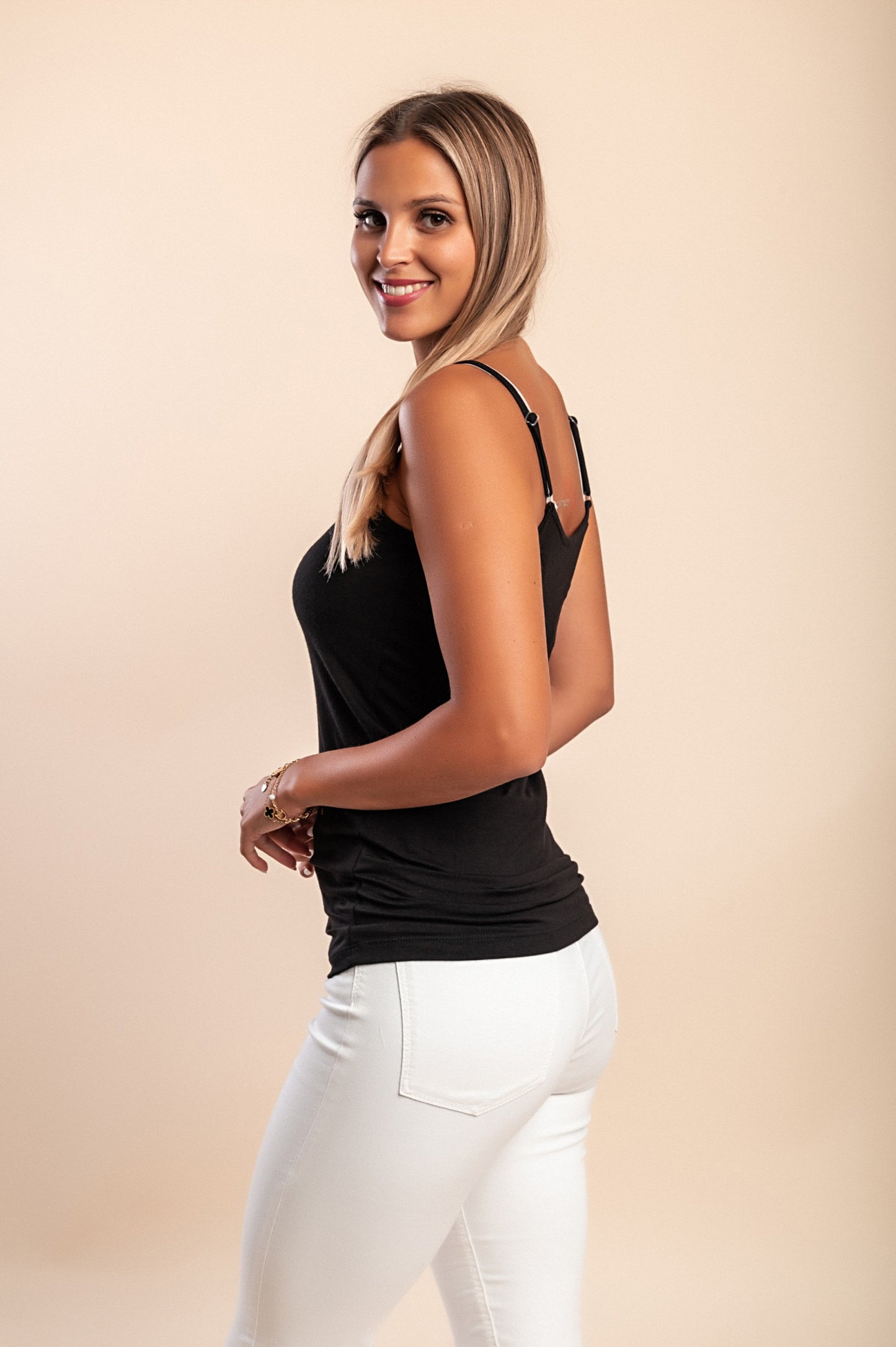 Top in pizzo, nero