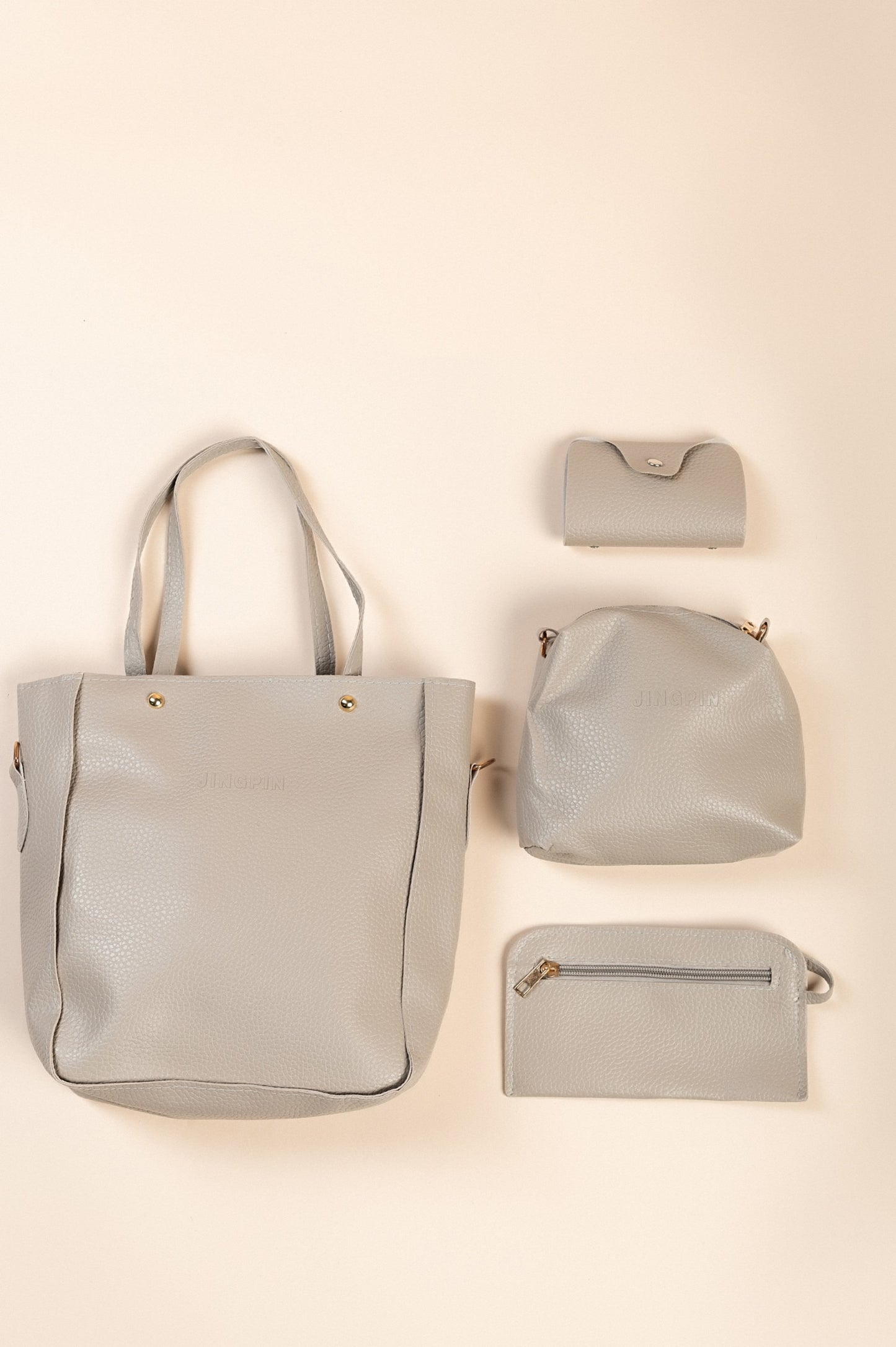 Set portamonete e portafoglio, 4 pezzi, grigio