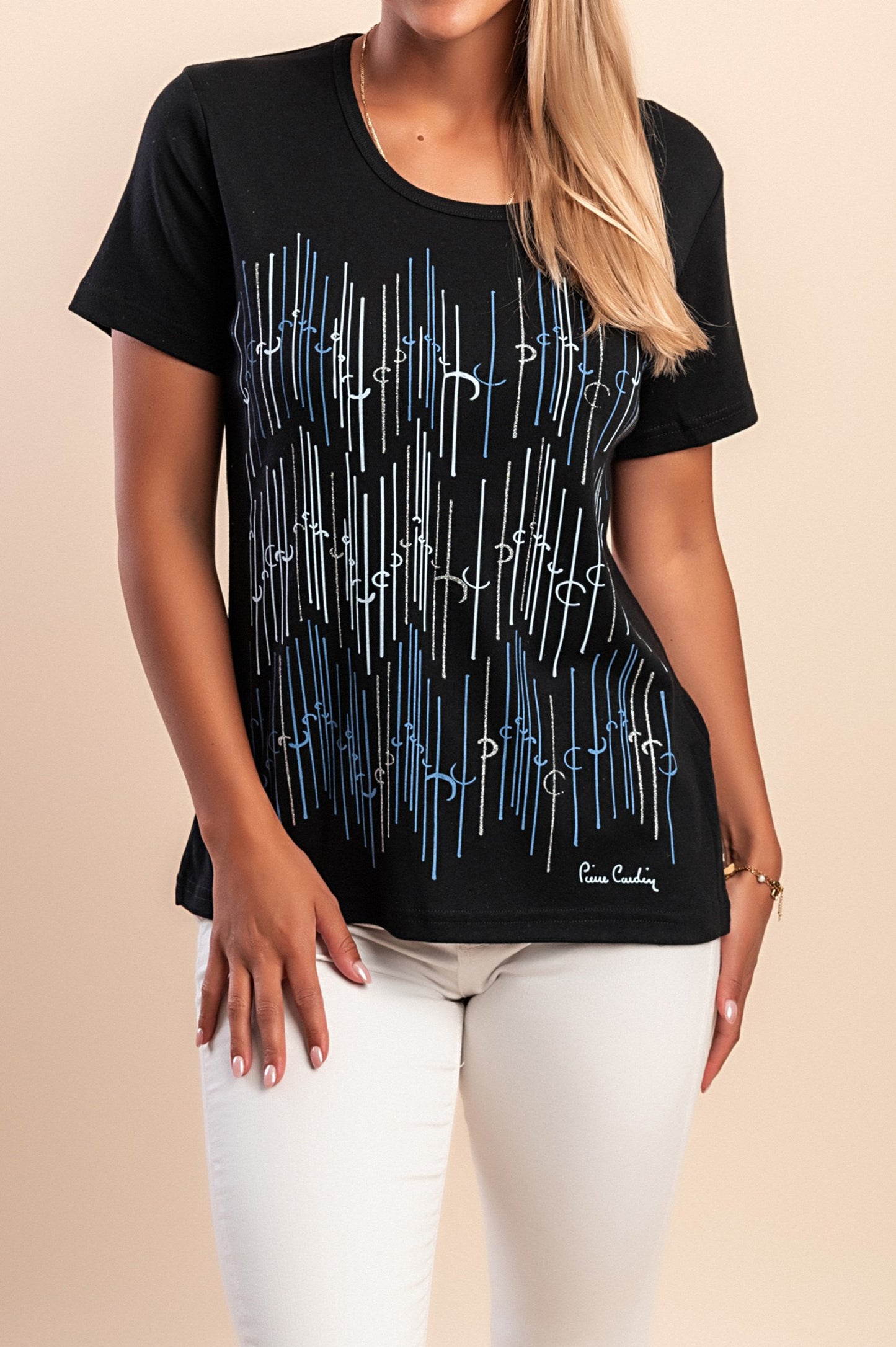 T-shirt in cotone con stampa, blu scuro
