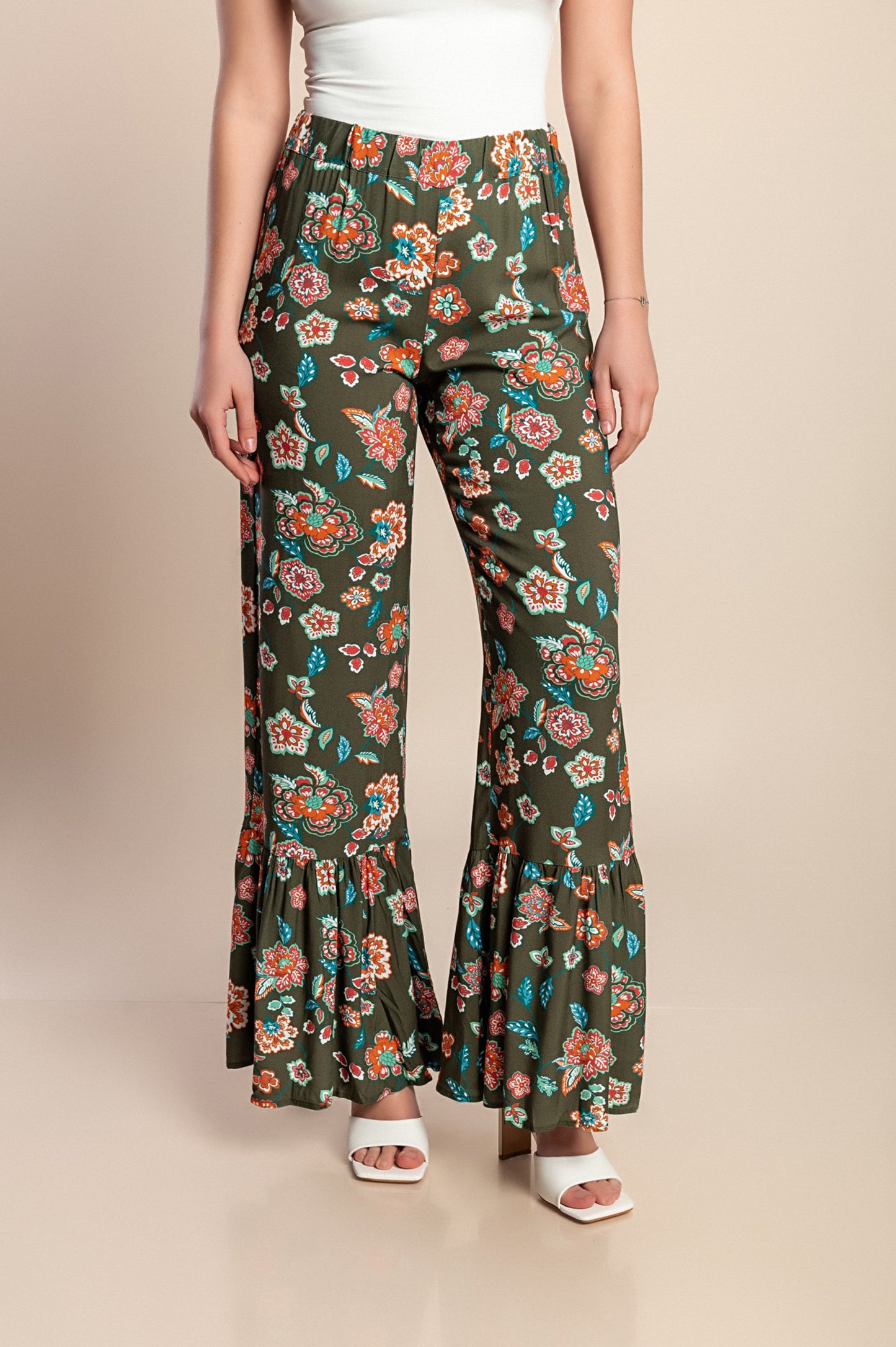 Pantaloni lunghi stampati, oliva