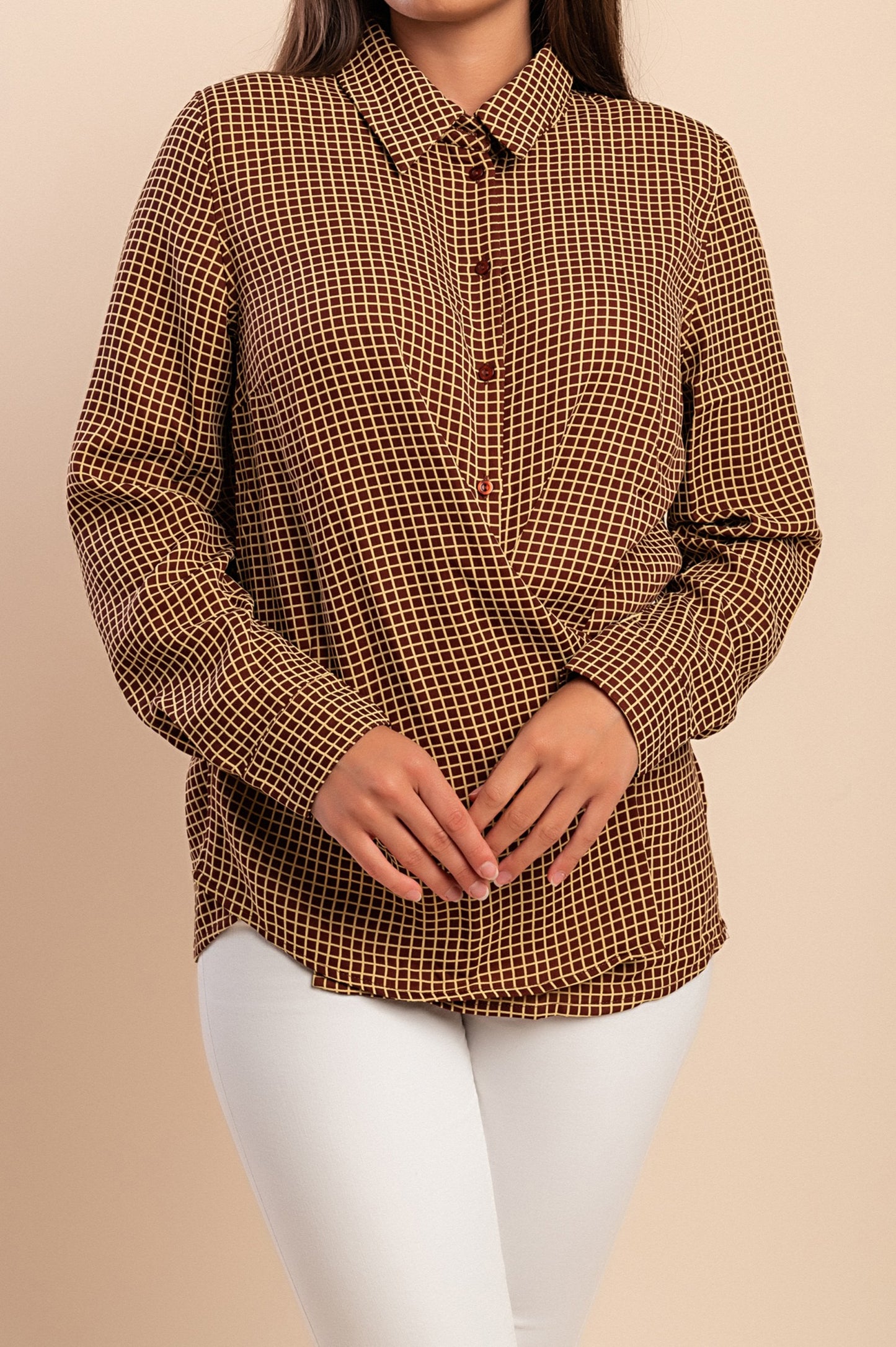Camicia a quadri, marrone