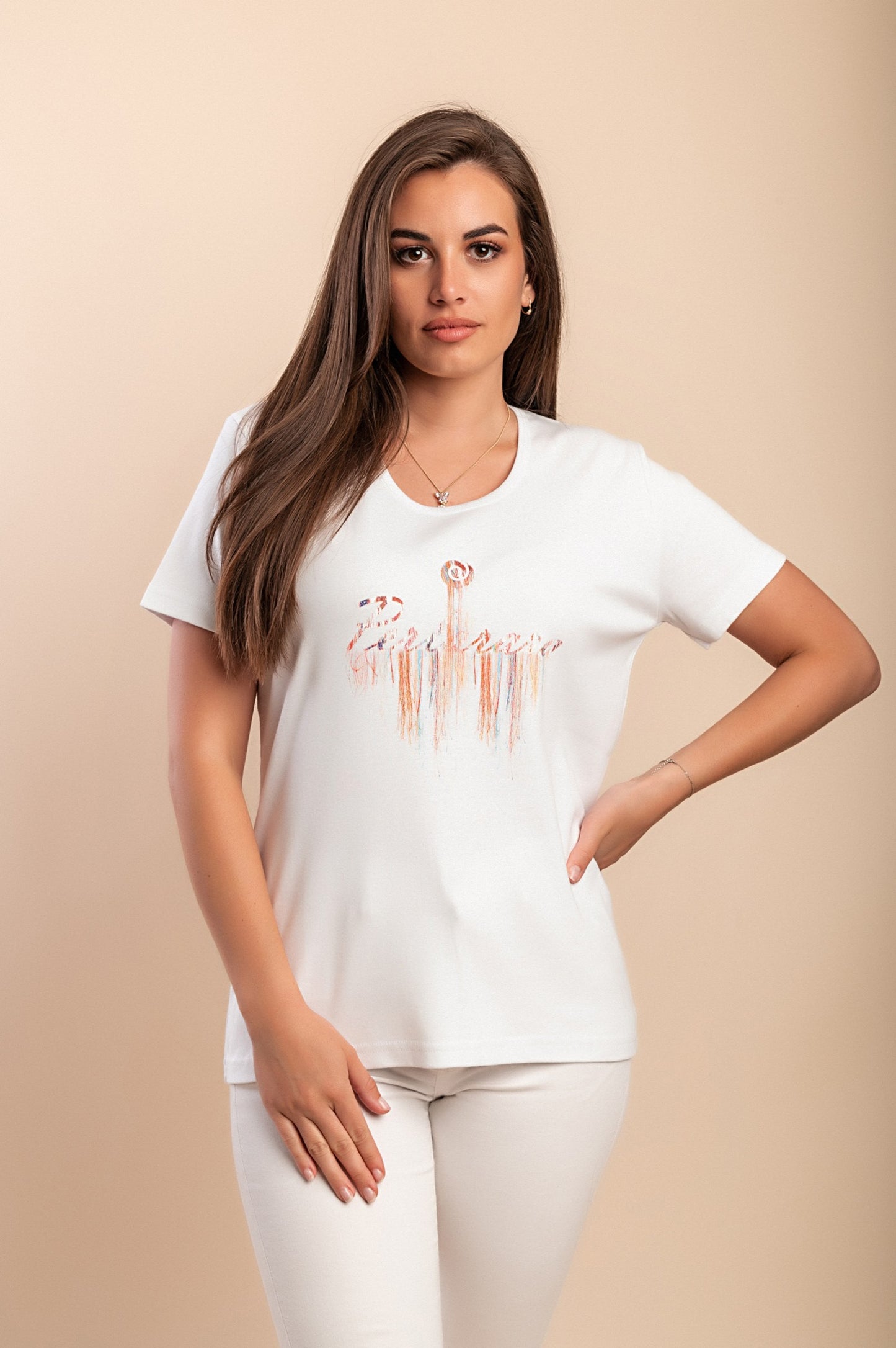 T-shirt in cotone con stampa, bianca