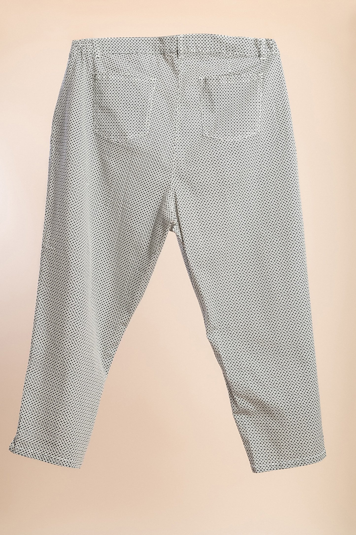 Pantaloni in cotone taglie forti con stampa, bianchi e neri