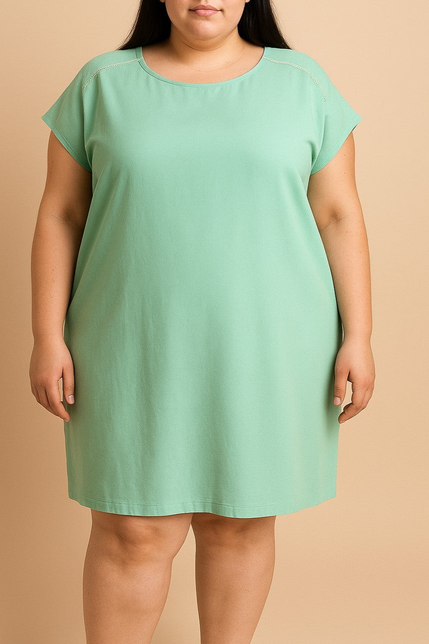 Abito taglie forti con scollo tondo, menta