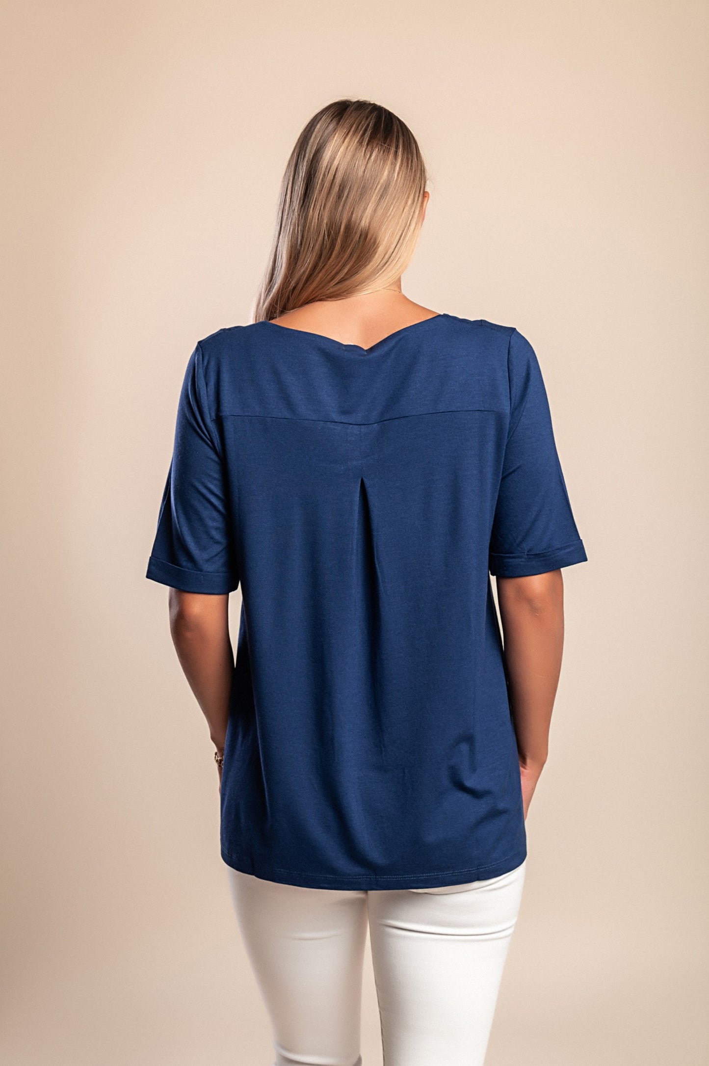 T-shirt con scollo rotondo, beige