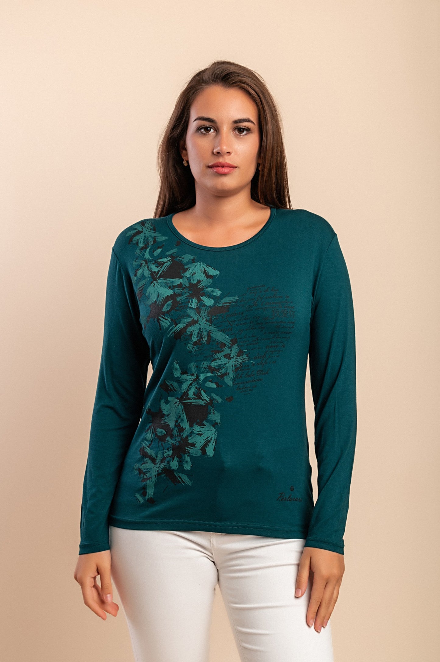 Maglia in cotone a maniche lunghe, beige