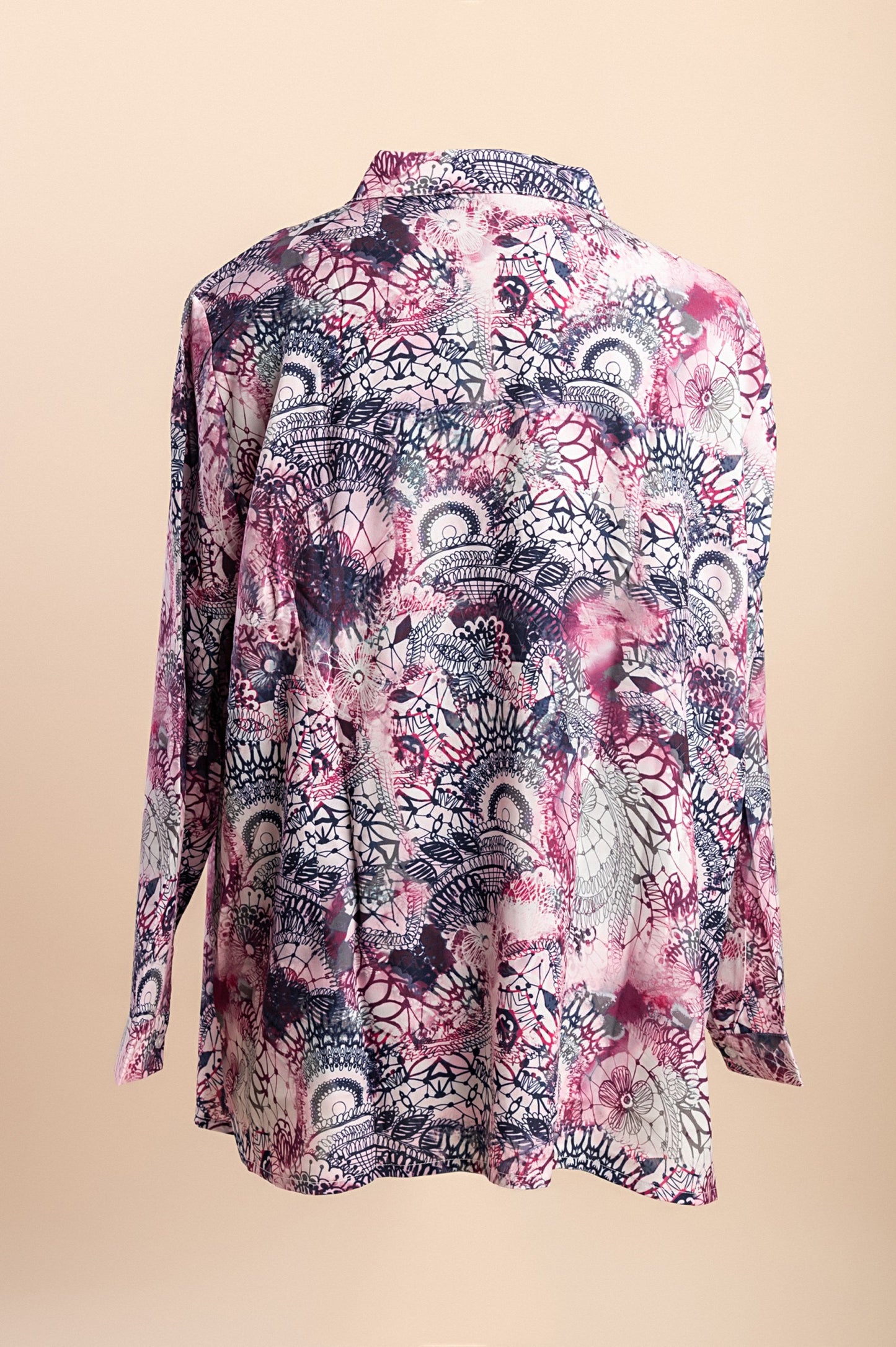 Blusa stampata taglie forti, rosa