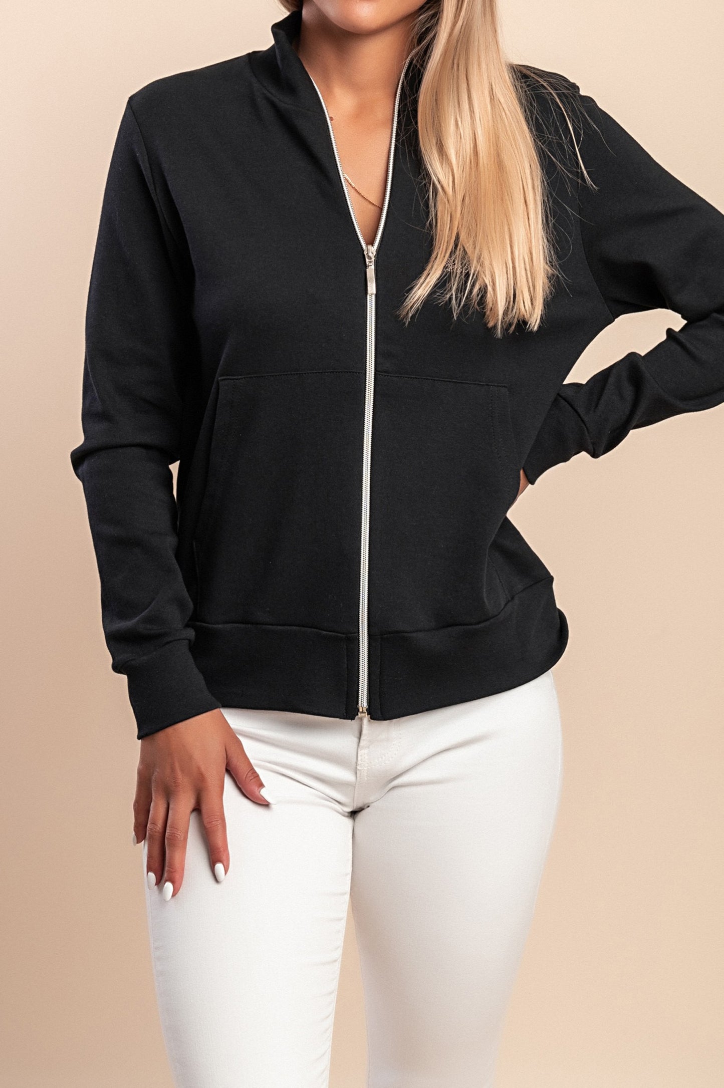 Giacca con zip in cotone, verde
