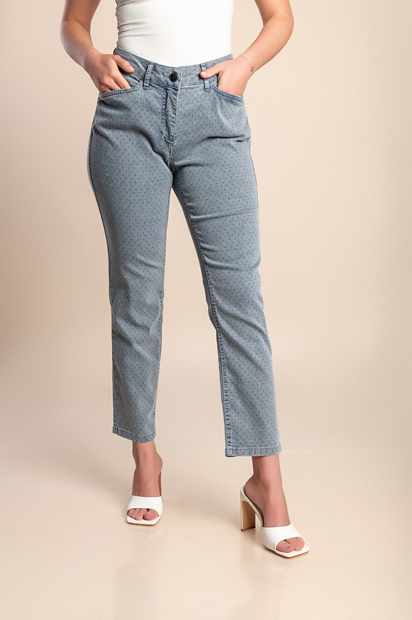 Jeans a vita alta taglie forti, blu