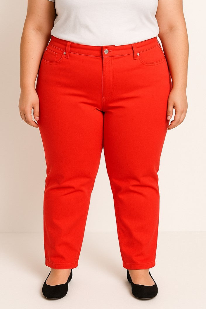 Pantaloni di cotone taglie forti, rossi