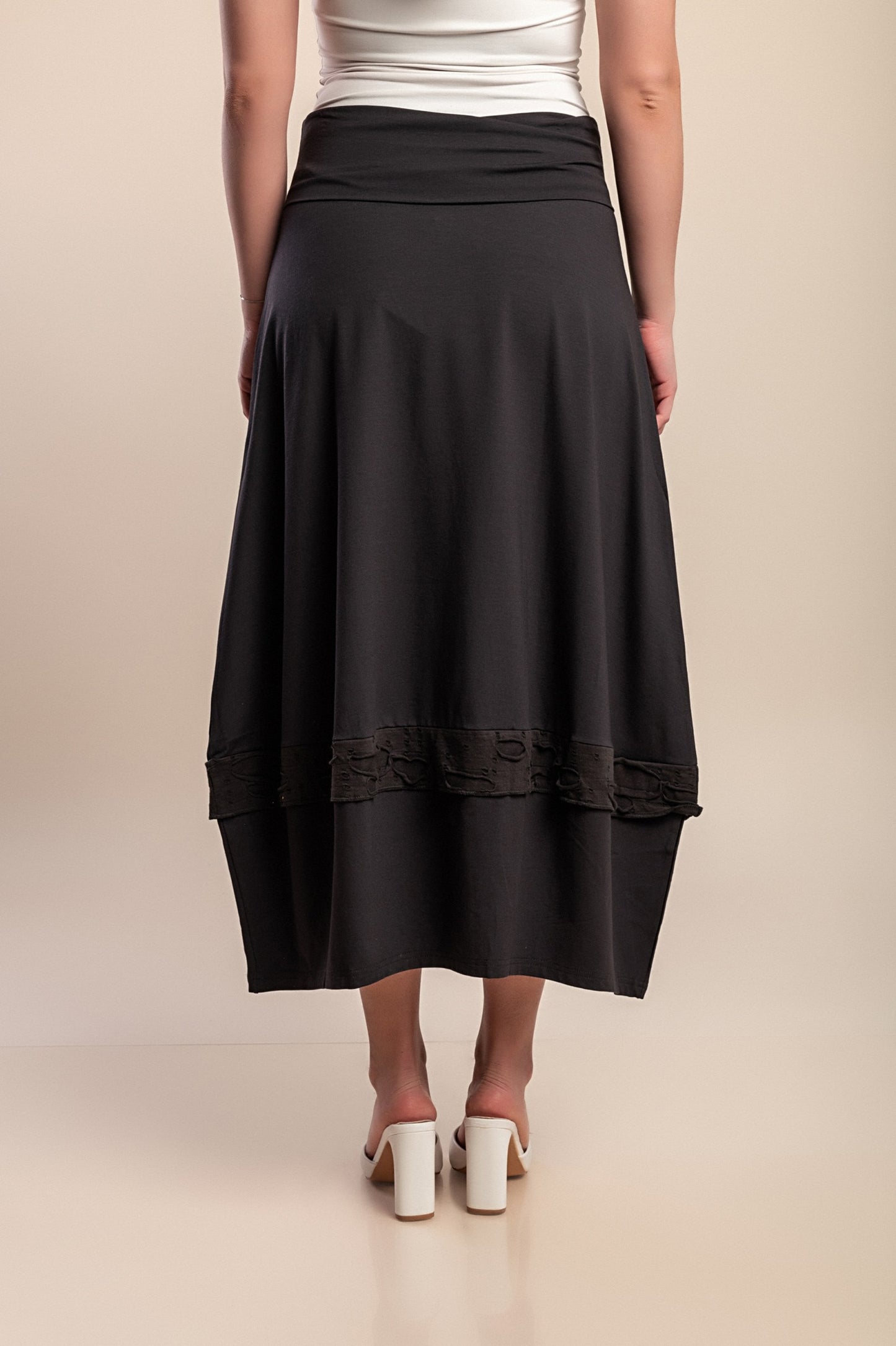 Gonna lunga in cotone, grigio scuro