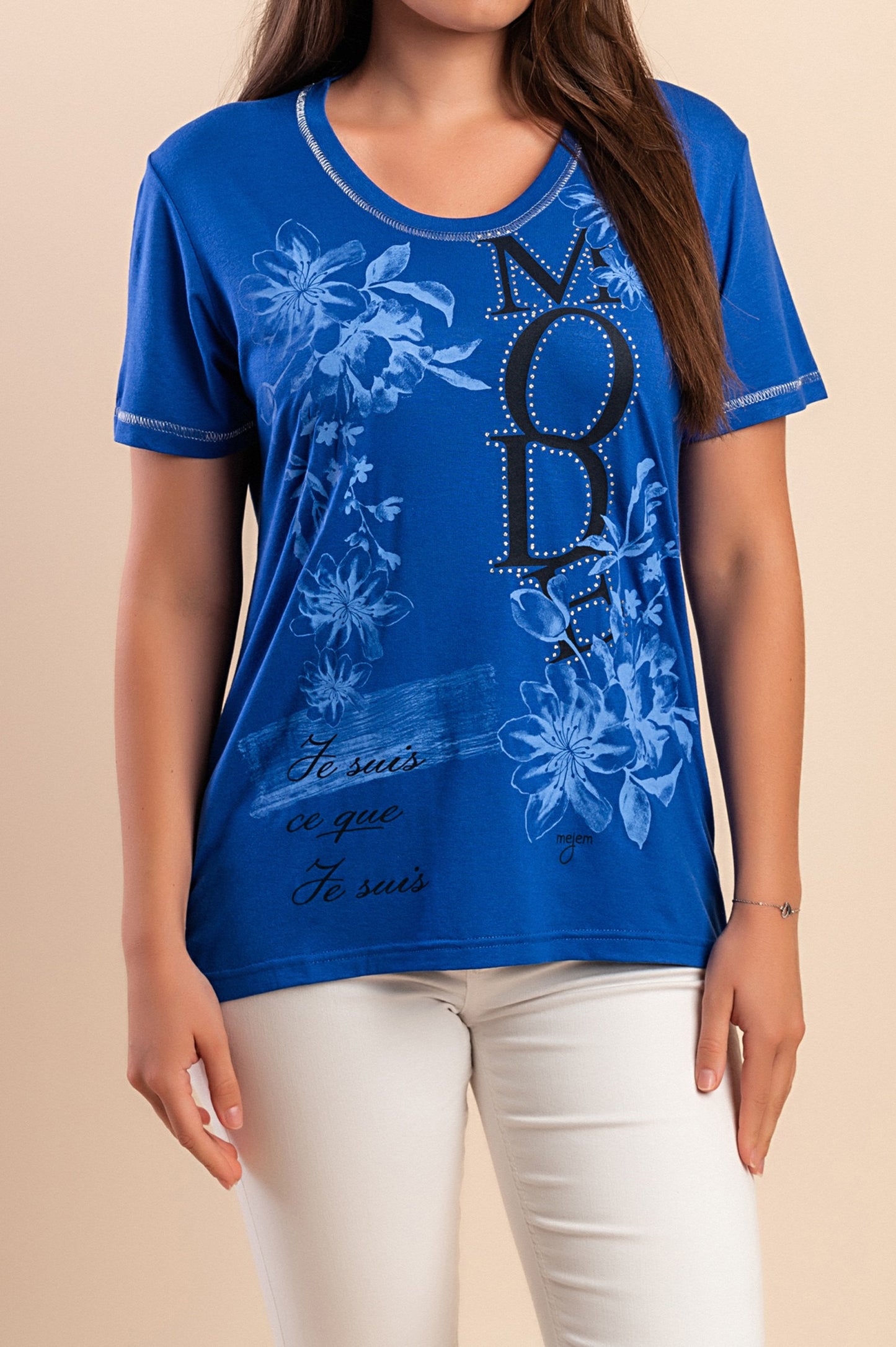 T-shirt con stampa, blu reale