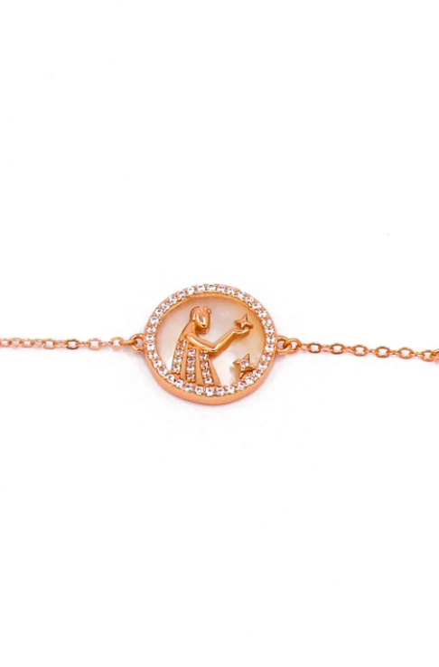 Bracciale con pendente, VIRGO, oro rosa