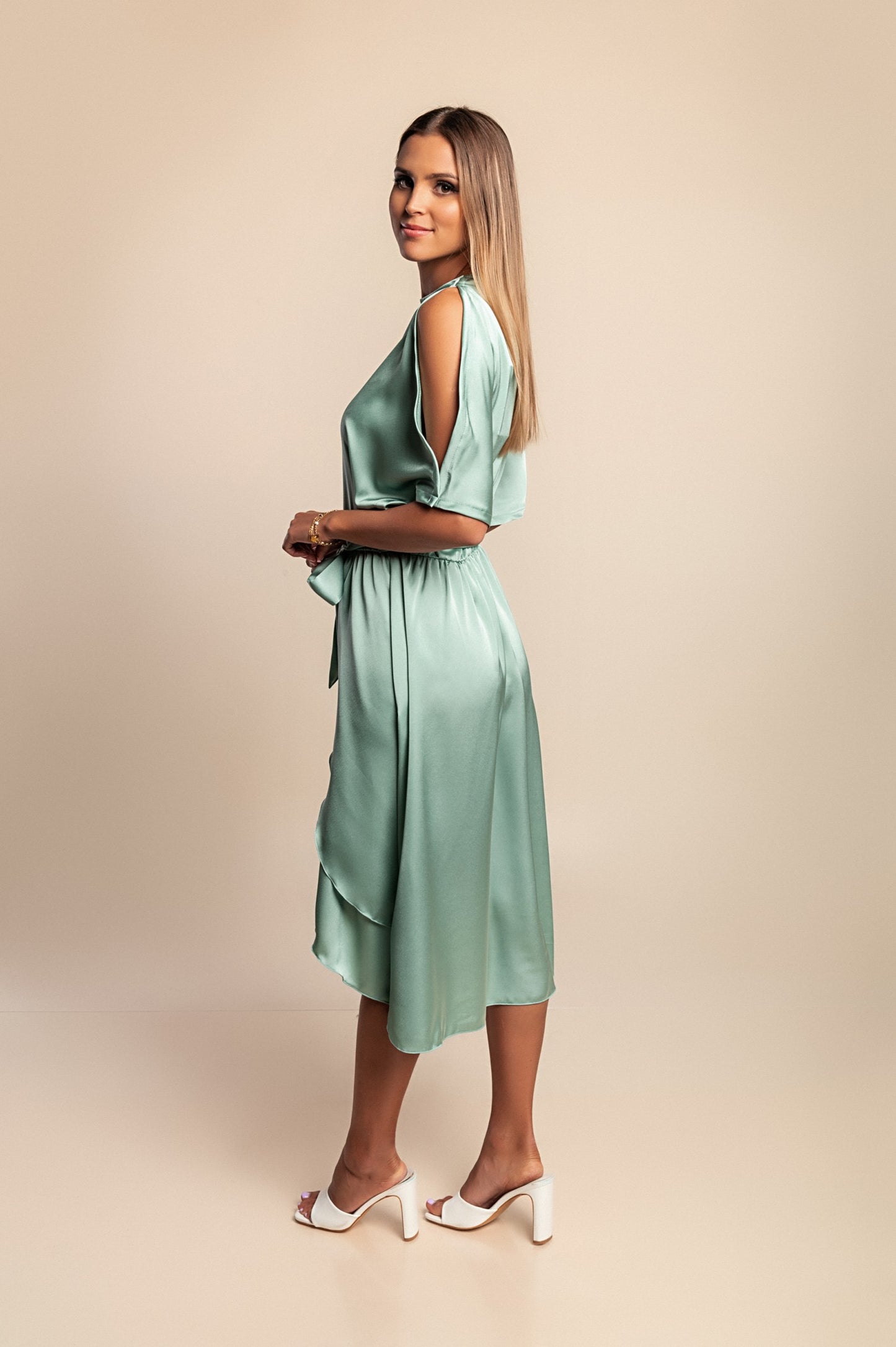Elegante abito midi con cut-out Thiena, fucsia