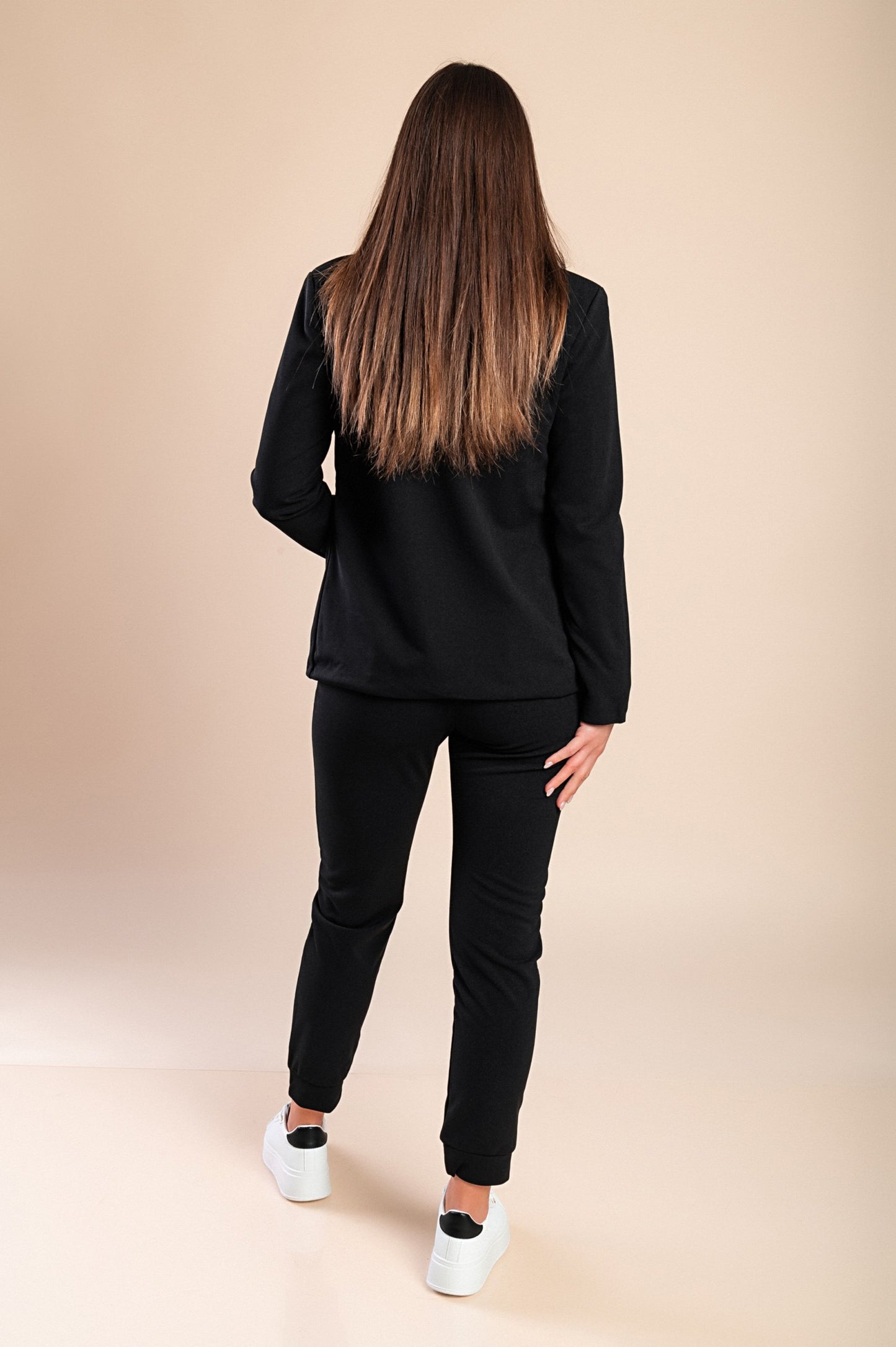 Completo di pantaloni e blazer elegante senza lettere Estrena, nero-nero