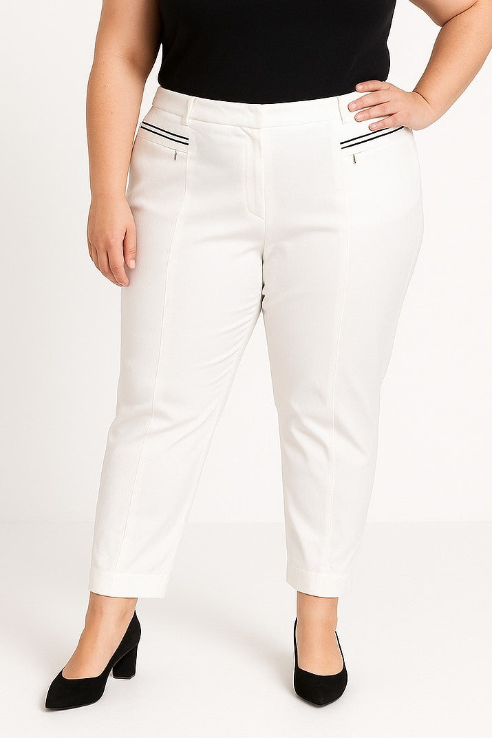Pantaloni eleganti taglie forti, bianchi