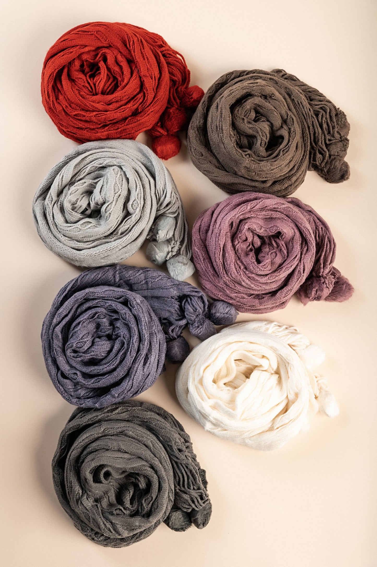 Set di 7 sciarpe, multicolori