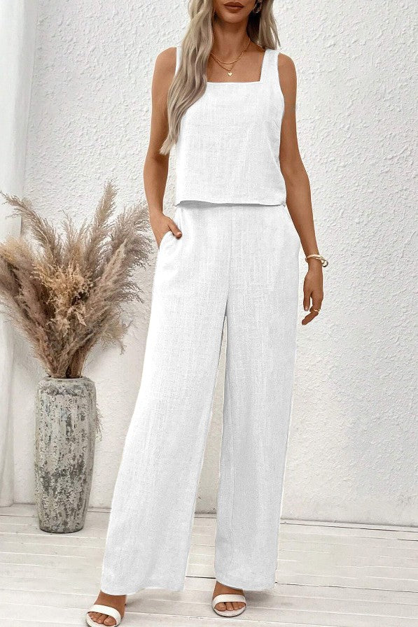 Set top e pantaloni lunghi, beige