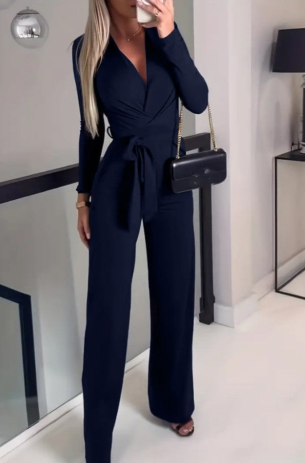 Tuta elegante a maniche lunghe, nera
