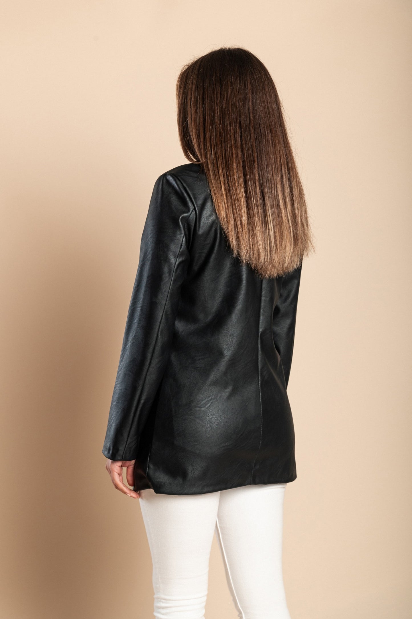 Giacca in ecopelle 81095, nera