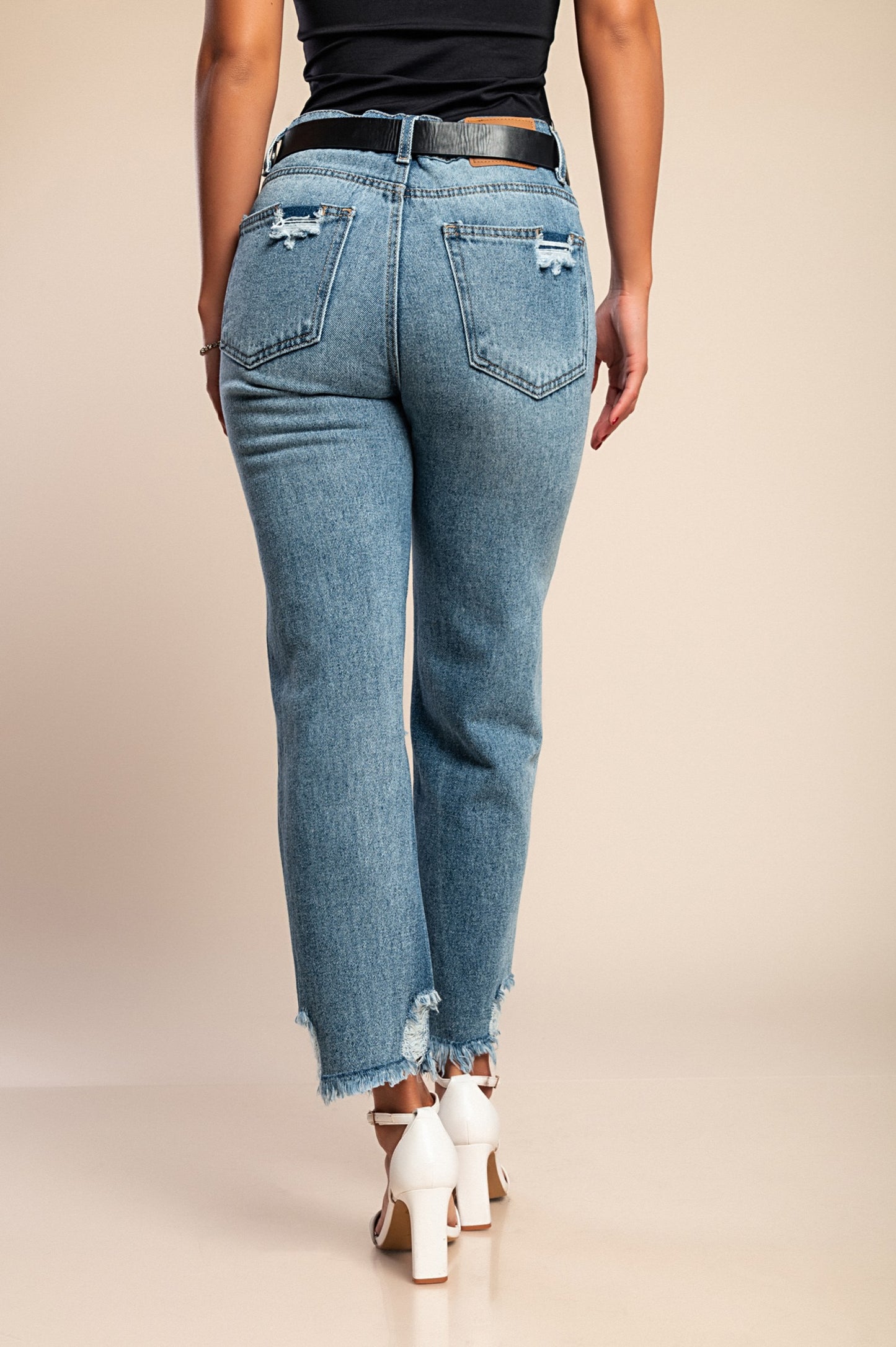 Jeans tagliati con stampa con orlo sfilacciato Alexandria, verde