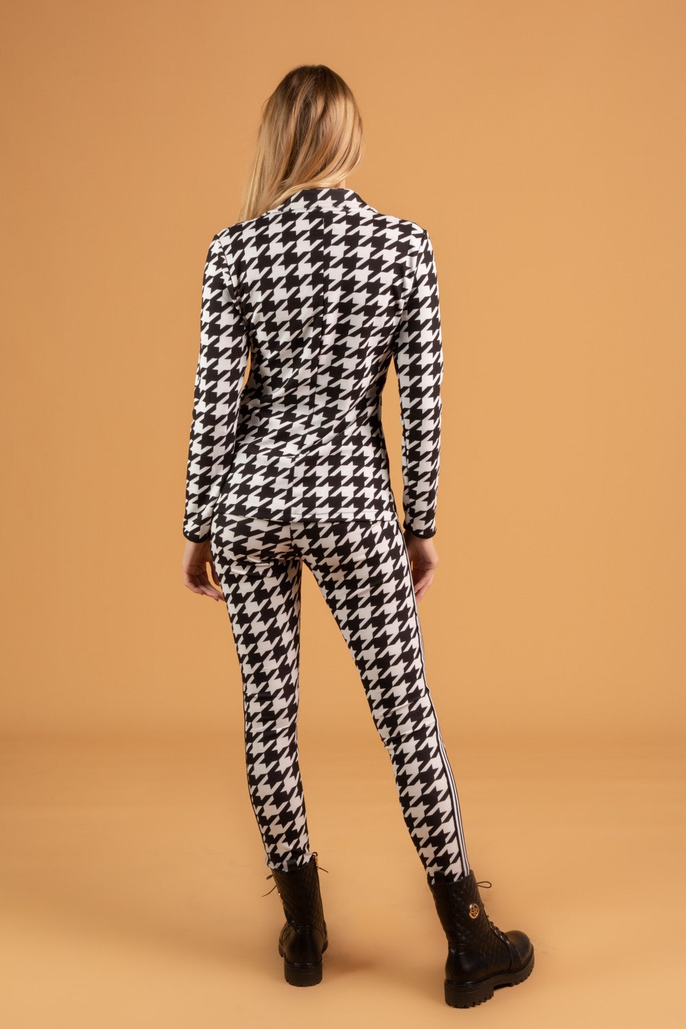 COMPLETO TAILLEUR ELEGANTE CON MOTIVO PEPITA MIRIAMA, BIANCO- NERO