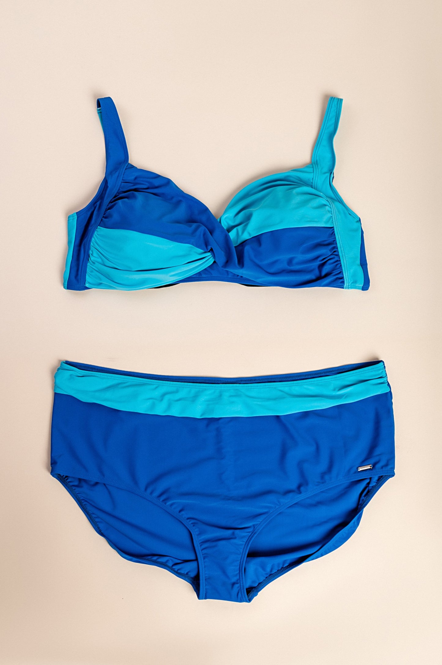 Costume da bagno due pezzi taglie forti, blu
