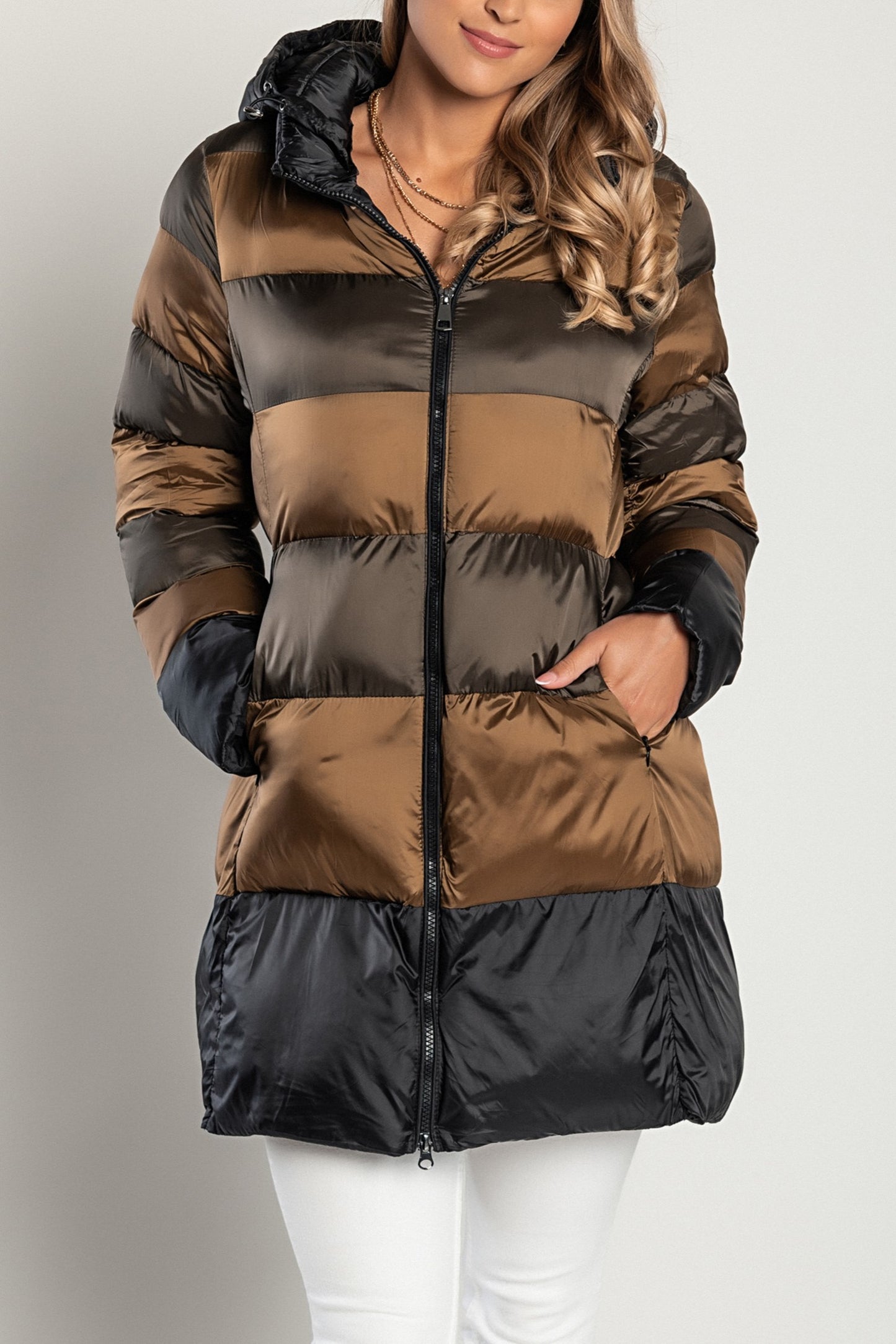 Giacca lunga con cappuccio, 2217, blu